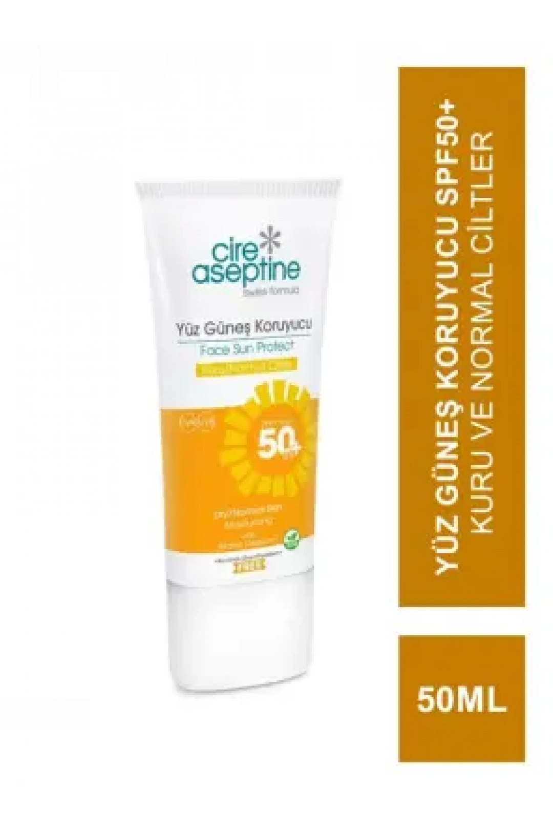 Cire Aseptine Sun Yüz Güneş Koruyucu Spf50+ Kuru ve Normal Ciltler 50 ml