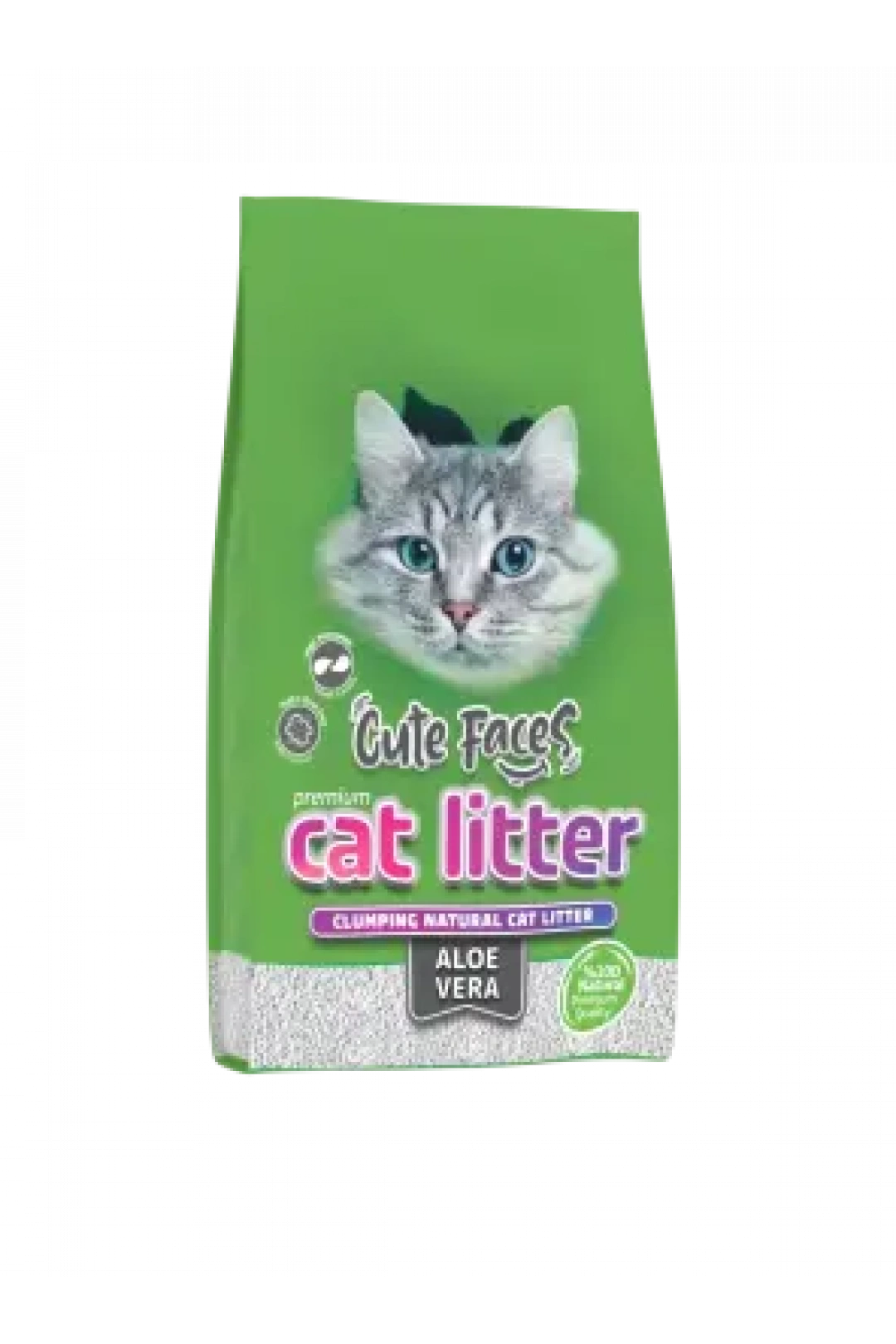 Cute Faces Aloe Vera Kokulu Topaklanan İnce Taneli Kedi Kumu 10L.