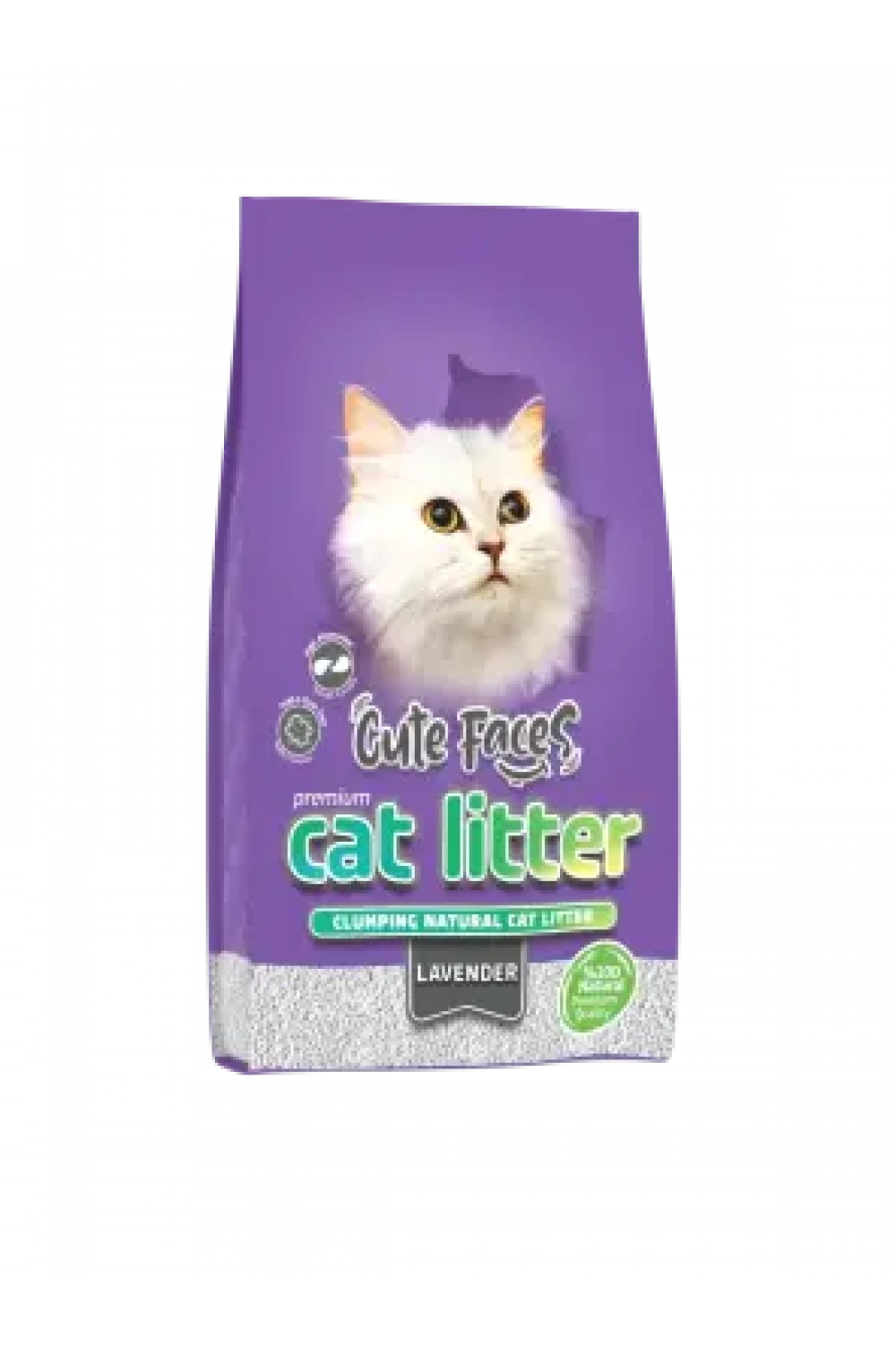 Cute Faces Lavanta Kokulu Topaklanan İnce Taneli Kedi Kumu 10L.