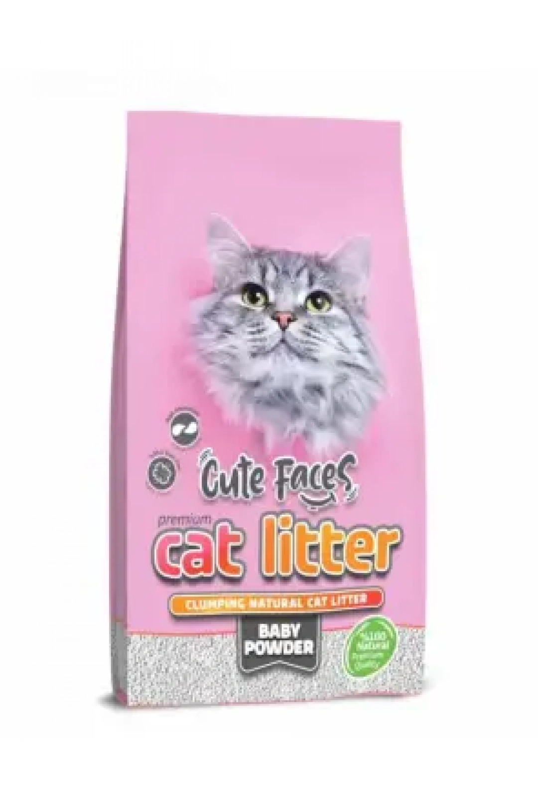 Cute Faces Pudra Kokulu Topaklanan Kalın Taneli Kedi Kumu 10L.