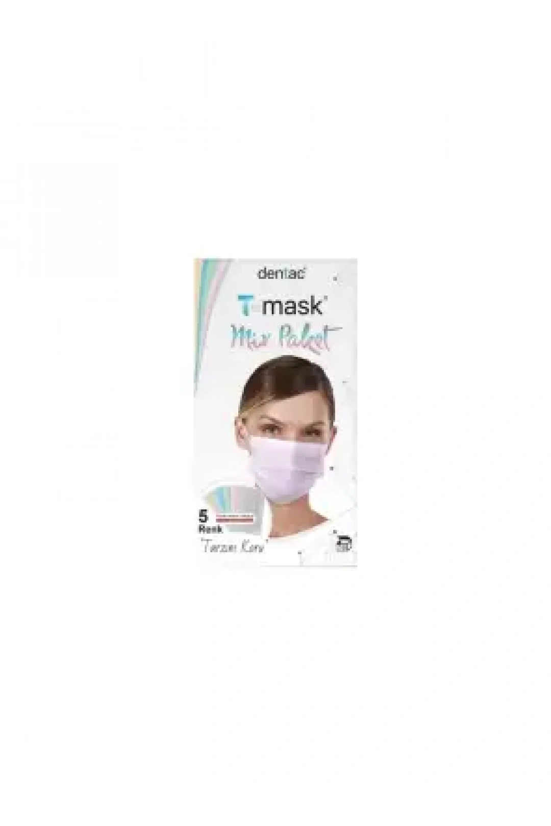 Dentac T-Mask 3 Katlı Renkli Mix Paket Yüz Maskesi 10 Adet