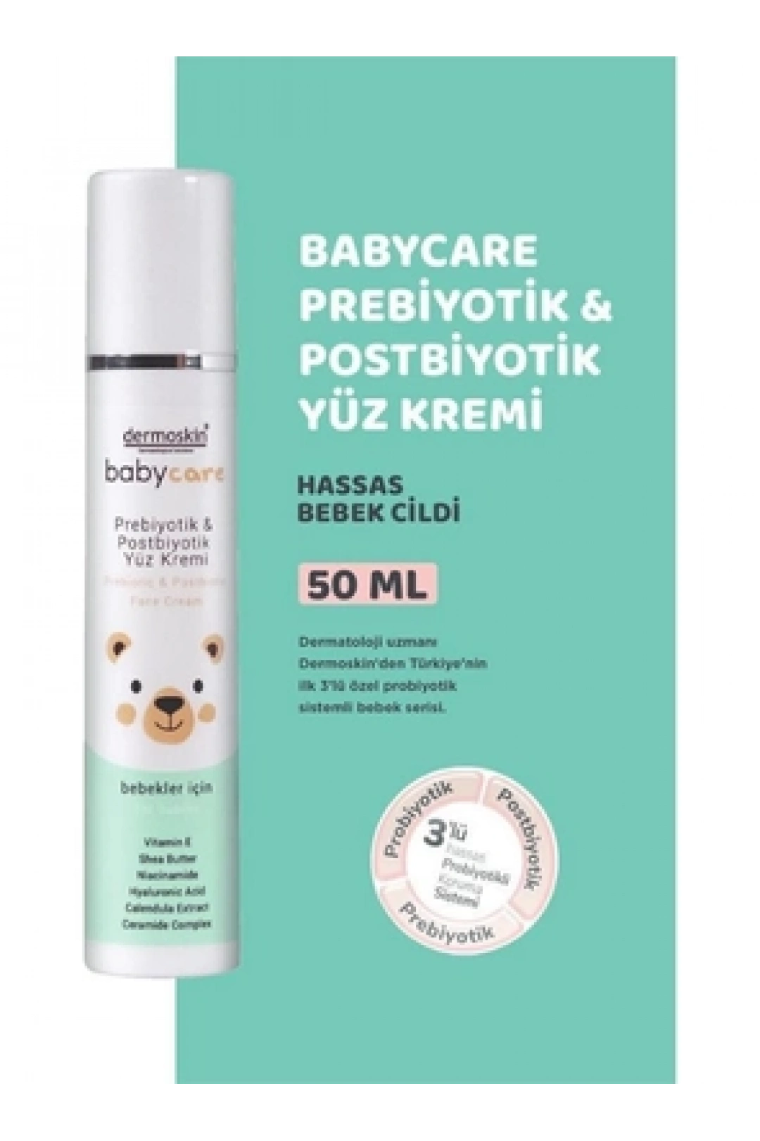 Dermoskin Babycare Prebiyotik & Postbiyotik Yüz Kremi 50 ml