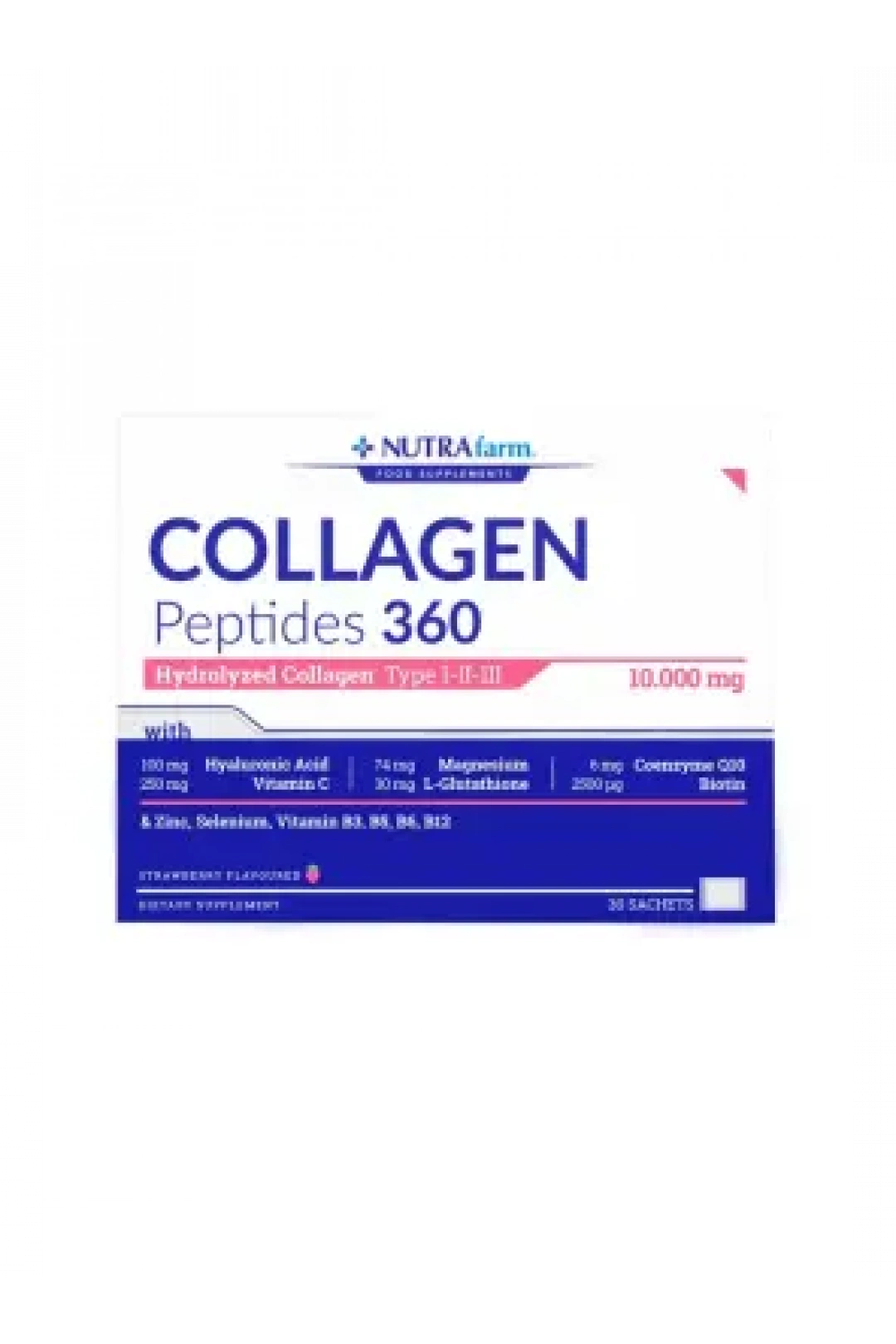 Dermoskin NutraFarm Collagen Peptides 360 Tip 1-2-3 Çilek Aromalı 30 Saşe