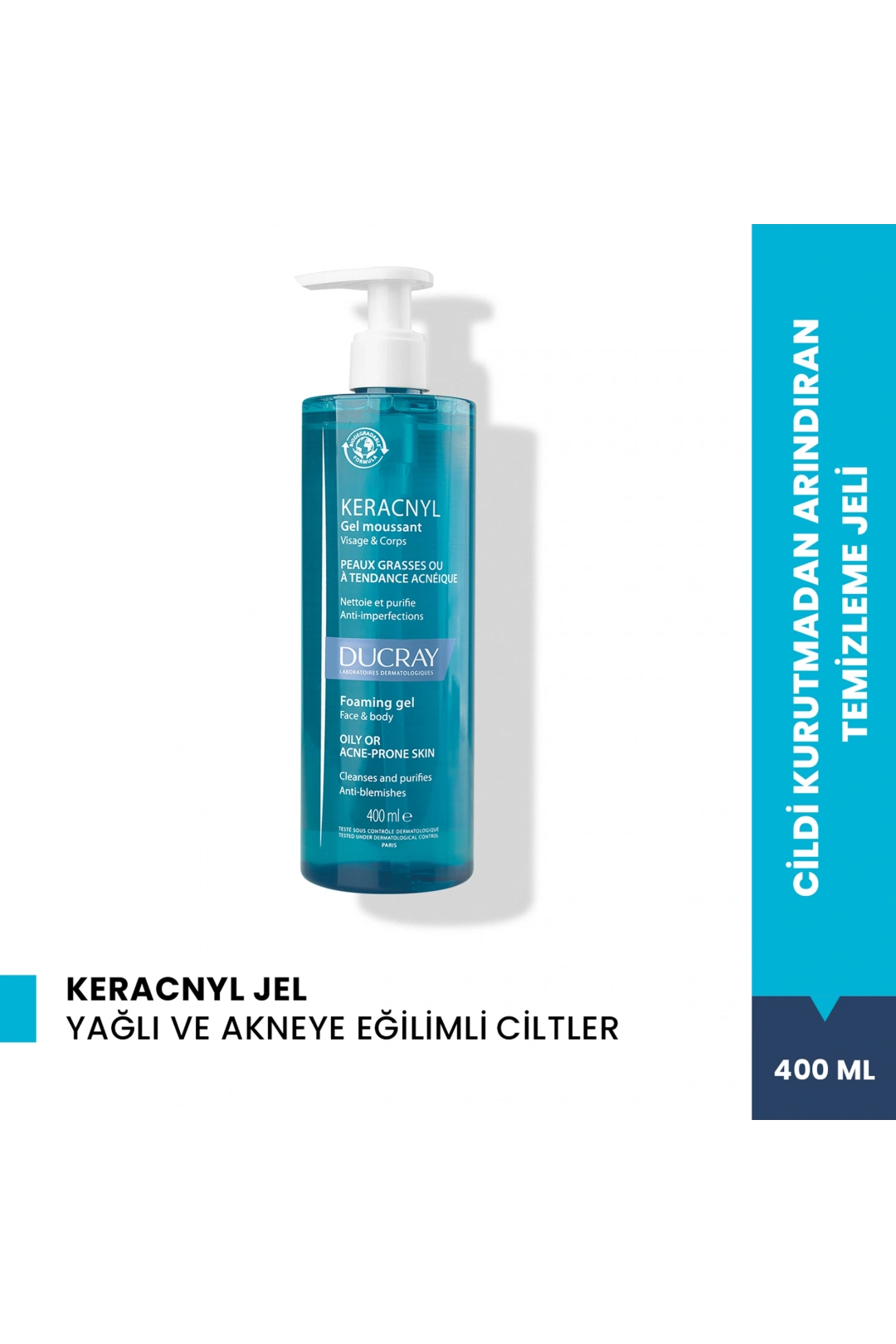 Ducray Keracnyl Yağlı ve Akneye Eğilimli Ciltler İçin Temizleme Jeli