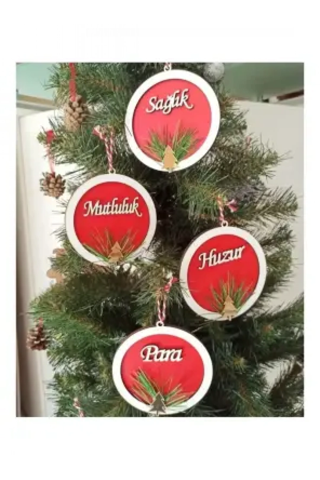 Ebruli Sanat Tasarım 4’lü Dekoratif Süs, Mutluluk, Aşk, Para, Sağlık