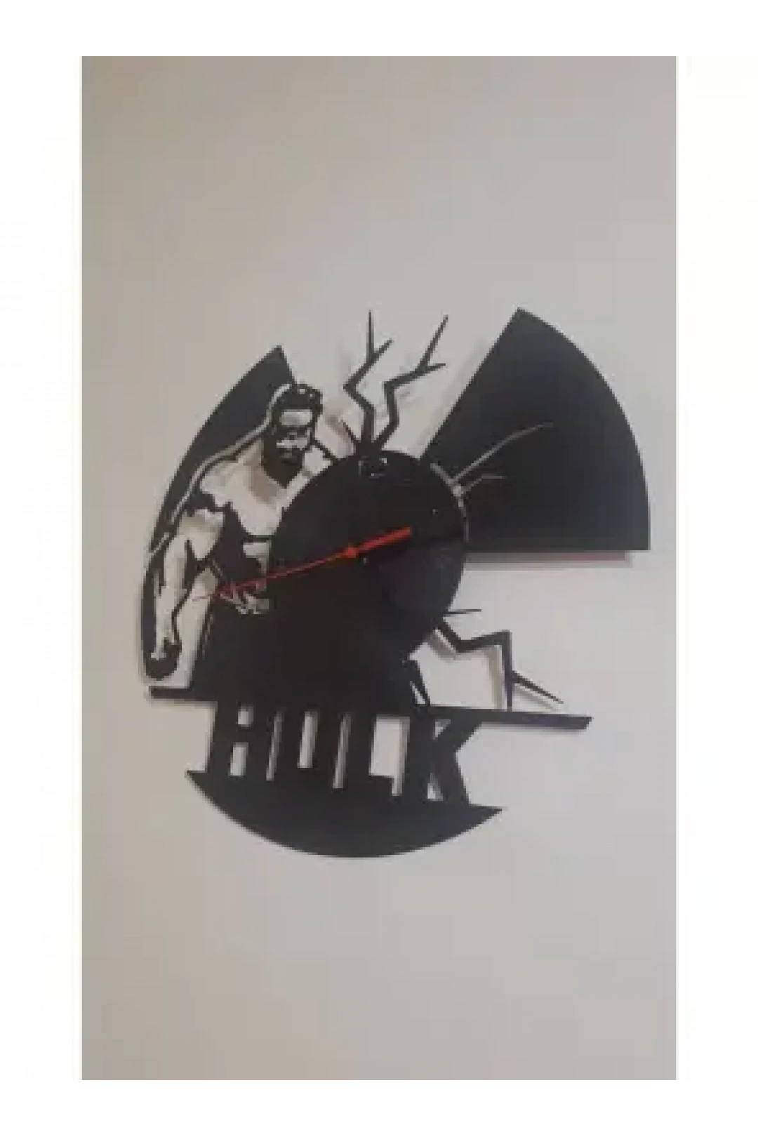 Ebruli Sanat Tasarım Hulk Temalı Özel Tasarım Ahşap Duvar Saati Duvar Dekorasyonu