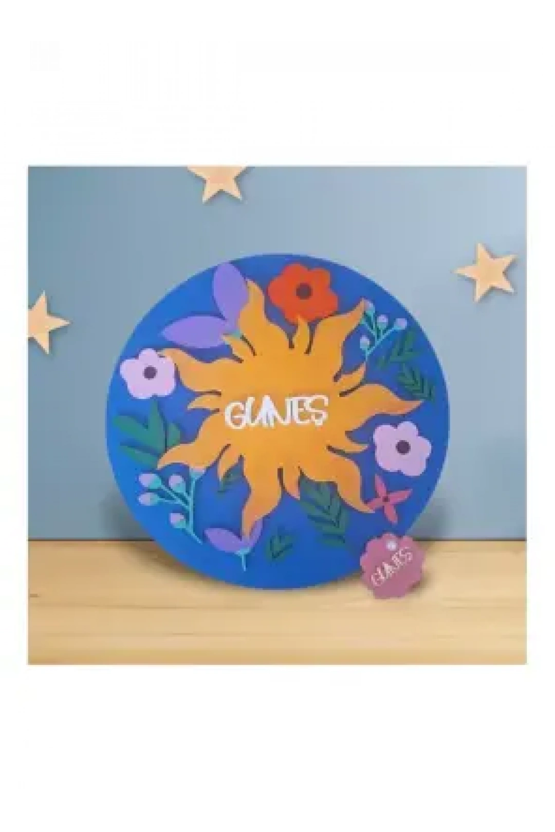 Ebruli Sanat Tasarım Özel Yapım Ahşap El Boyaması Çocuk Odası Kapı Süsü+ Pleksi Magnet Hediye