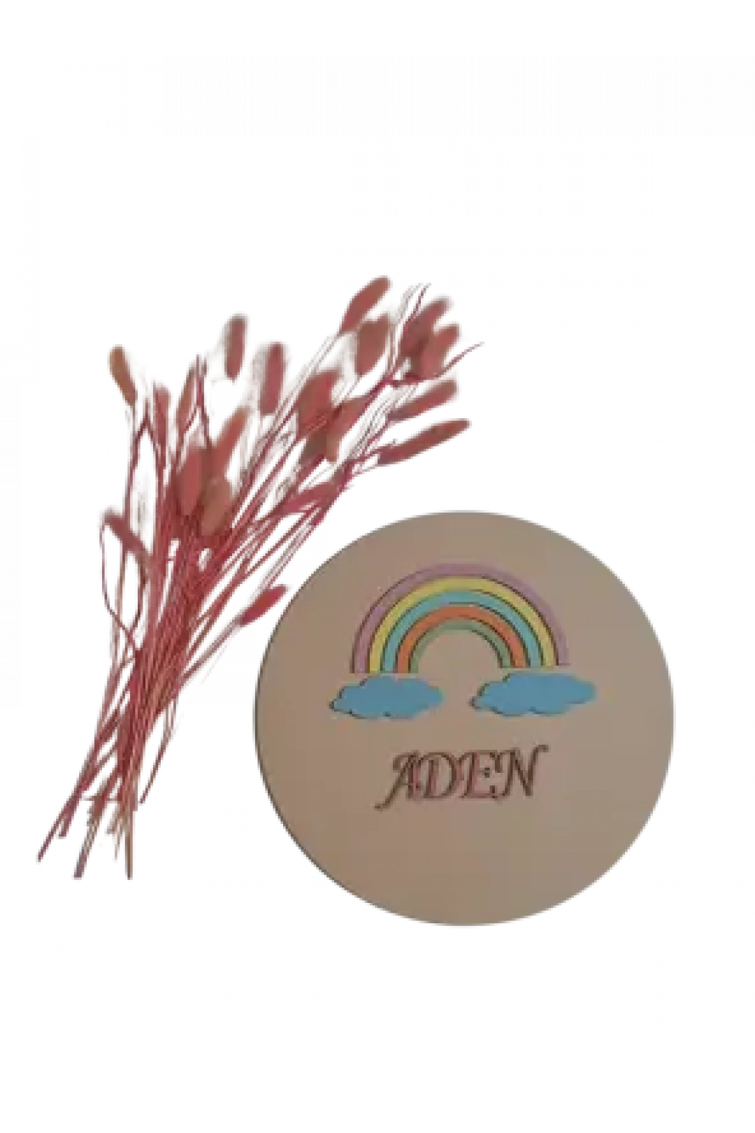 Ebruli Sanat Tasarım Rainbow Desenli Sağlam Ahşap Çocuk Odası Kapı Süsü