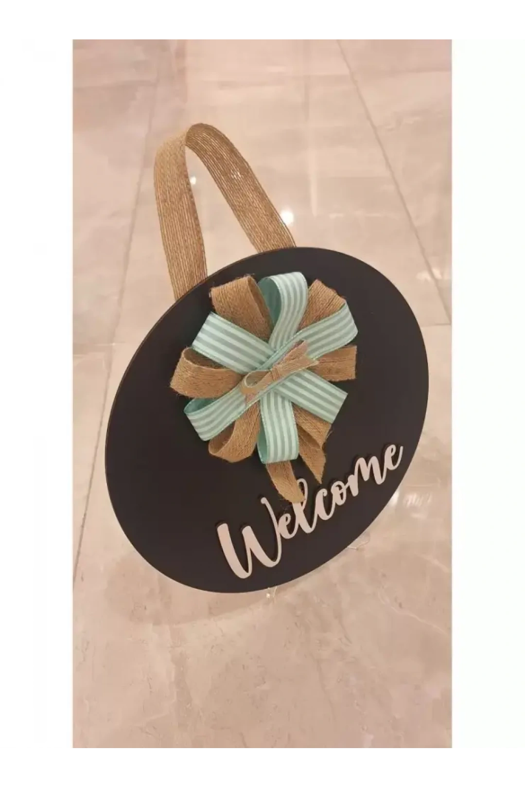 Ebruli Sanat Tasarım Welcome Özel Tasarım Kurdele Detaylı Kapı Süsü