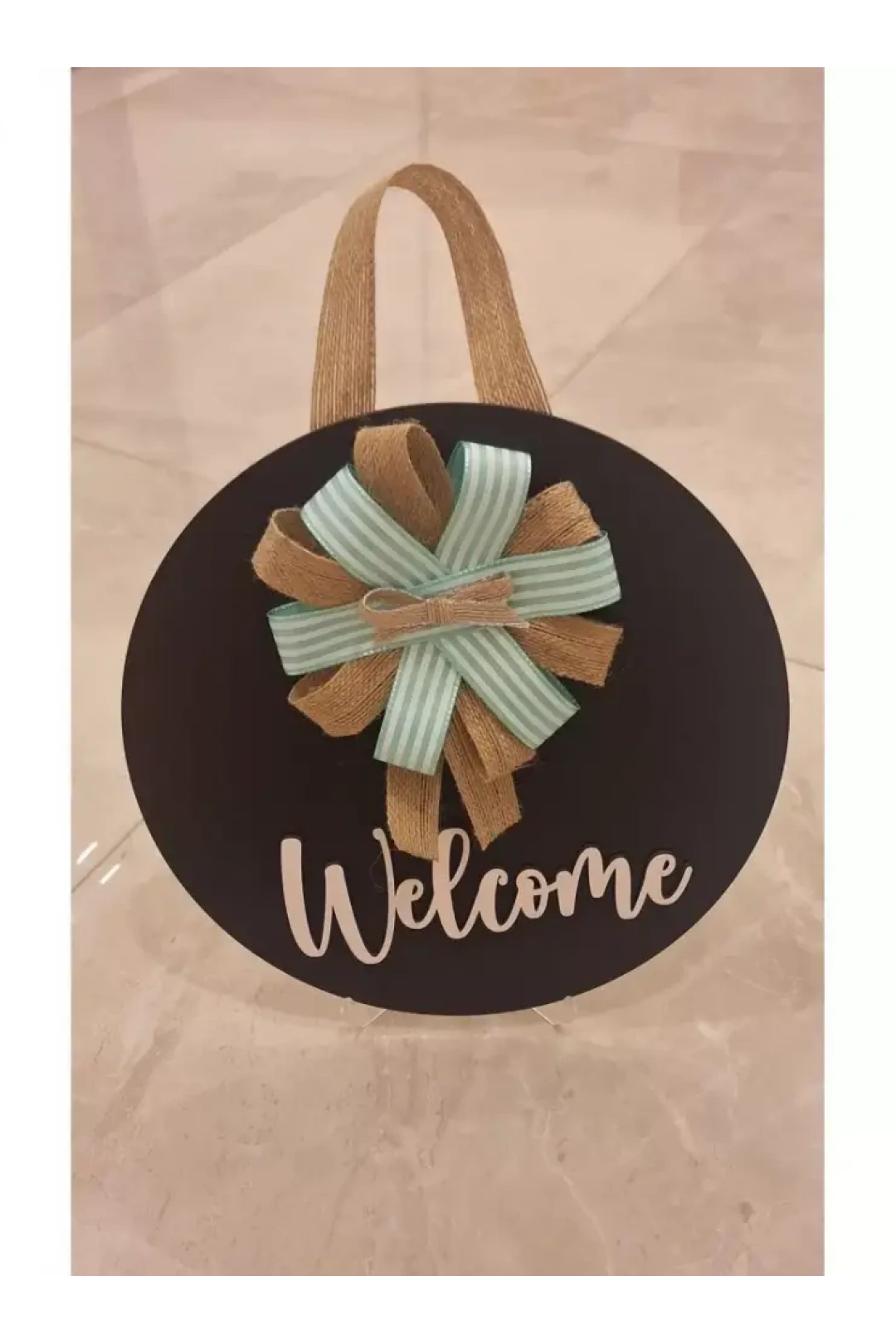 Ebruli Sanat Tasarım Welcome Özel Tasarım Kurdele Detaylı Kapı Süsü