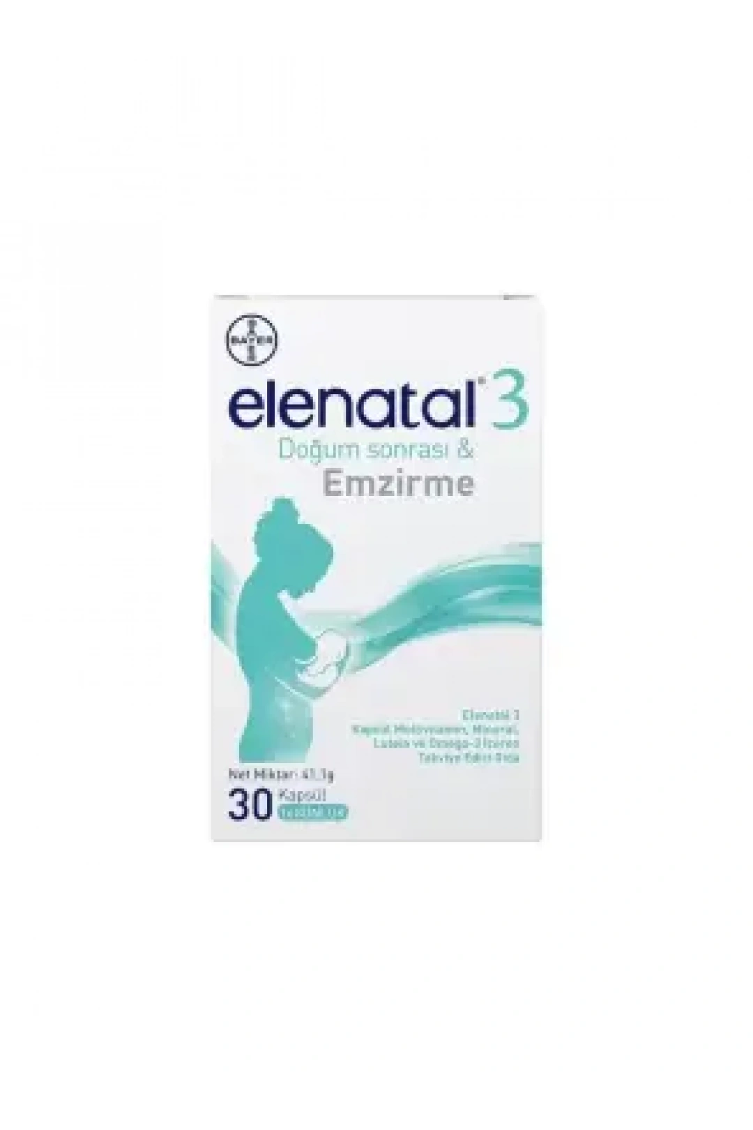 Elenatal 3 Multivitamin, Mineral ve Omega-3 İçeren Takviye Edici Gıda 30 Kapsül