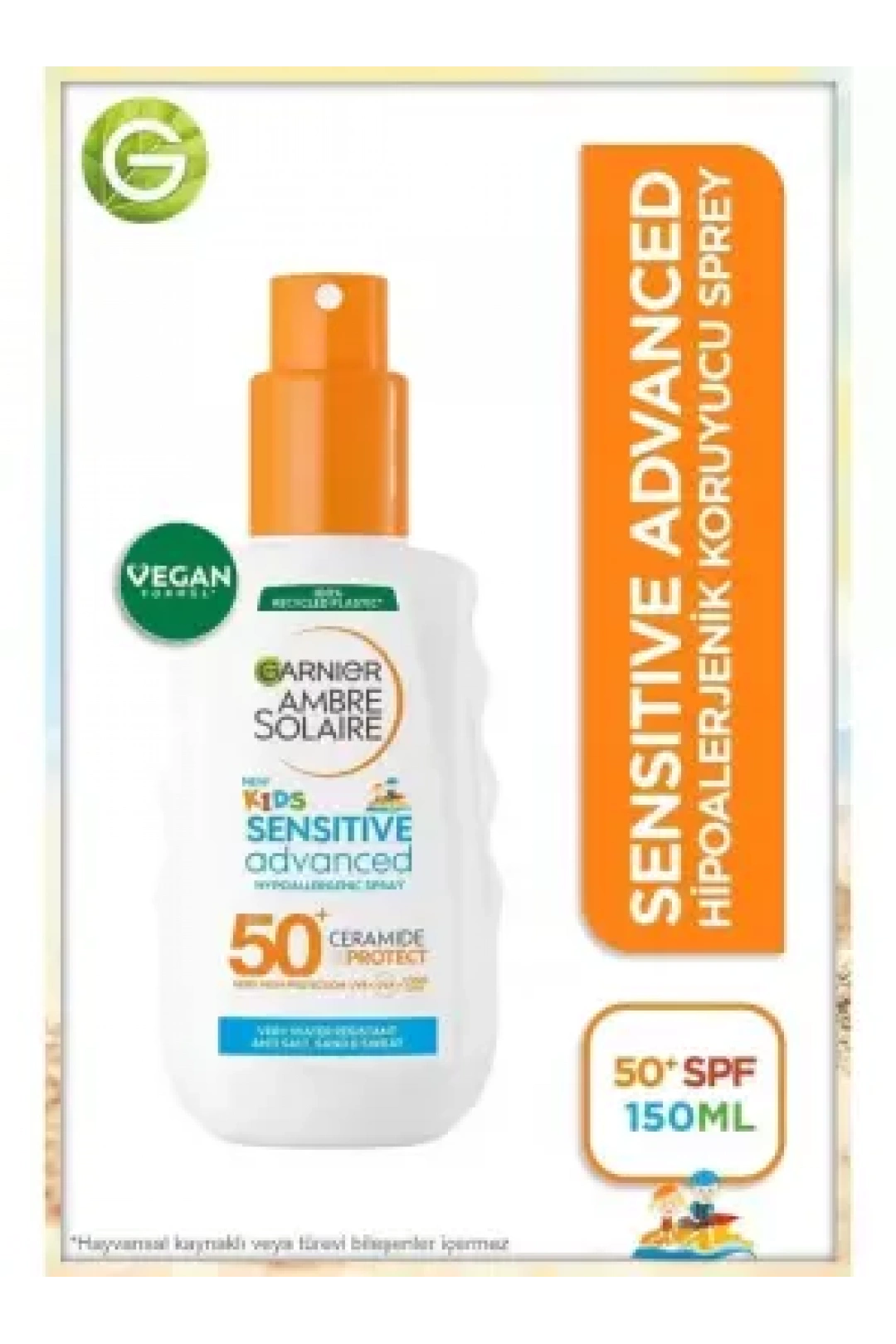 Garnier Ambre Solaire Kids Sensitive Advanced Sprey SPF 50+ - Çocuklar İçin Hassas Cilt Güneş Koruyucu Sprey - 150 ml