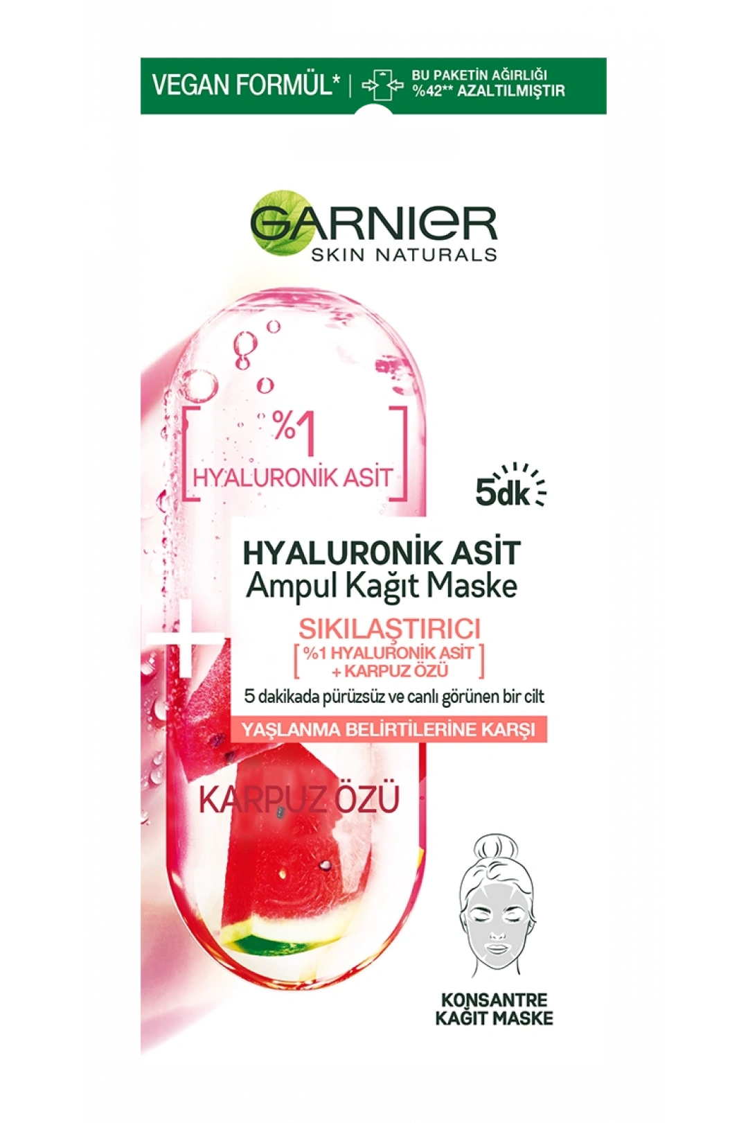 Garnier Hyaluronik Asit Sıkılaştırıcı Ampul Kağıt Yüz Maskesi 15 gr