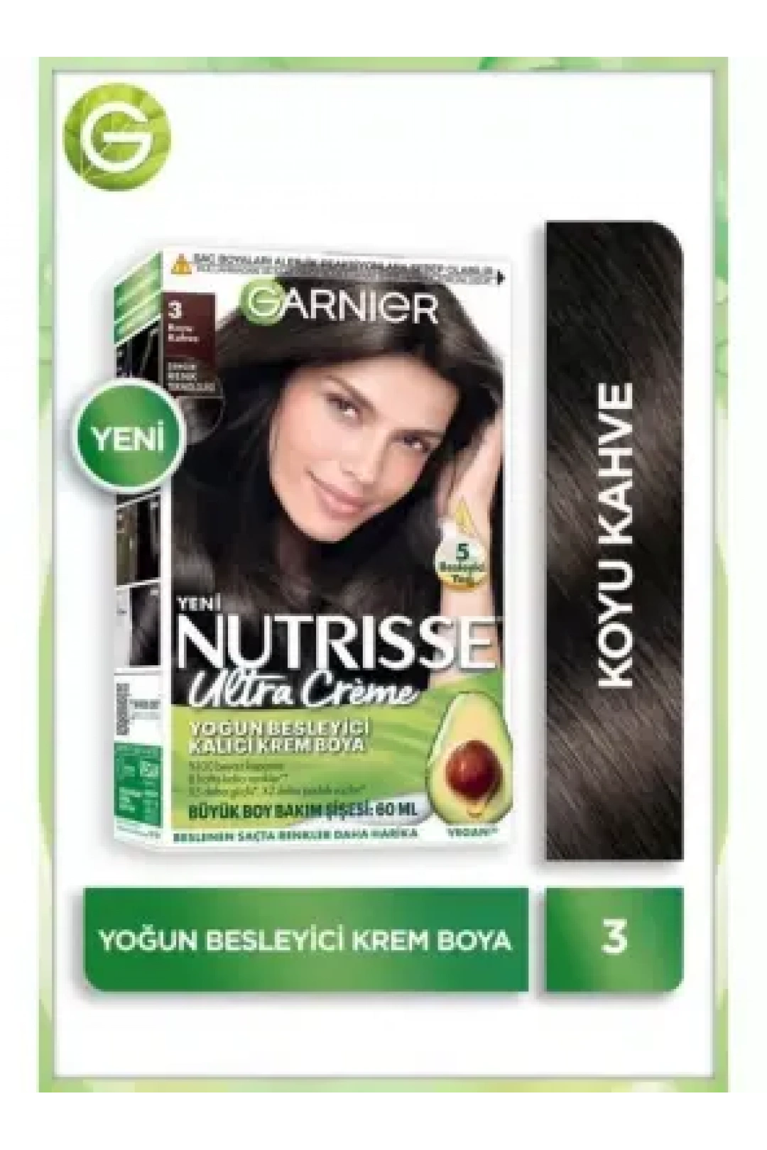 Garnier Nutrisse Yoğun Besleyici Kalıcı Krem Saç Boyası 3 Koyu Kahve