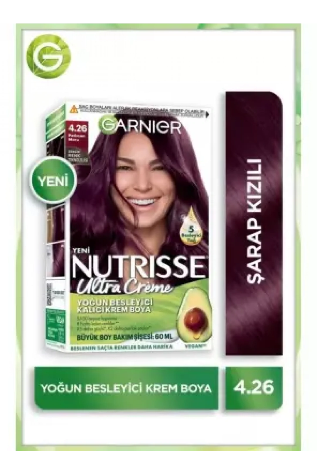 Garnier Nutrisse Yoğun Besleyici Kalıcı Krem Saç Boyası 4.26 Patlıcan Moru