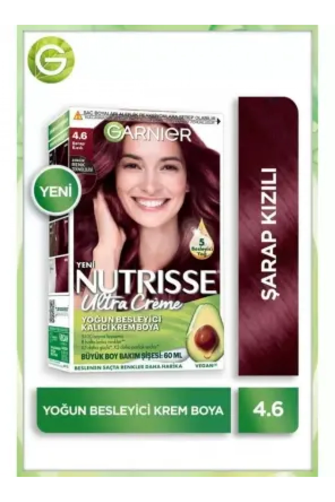 Garnier Nutrisse Yoğun Besleyici Kalıcı Krem Saç Boyası 4.6 Şarap Kızılı
