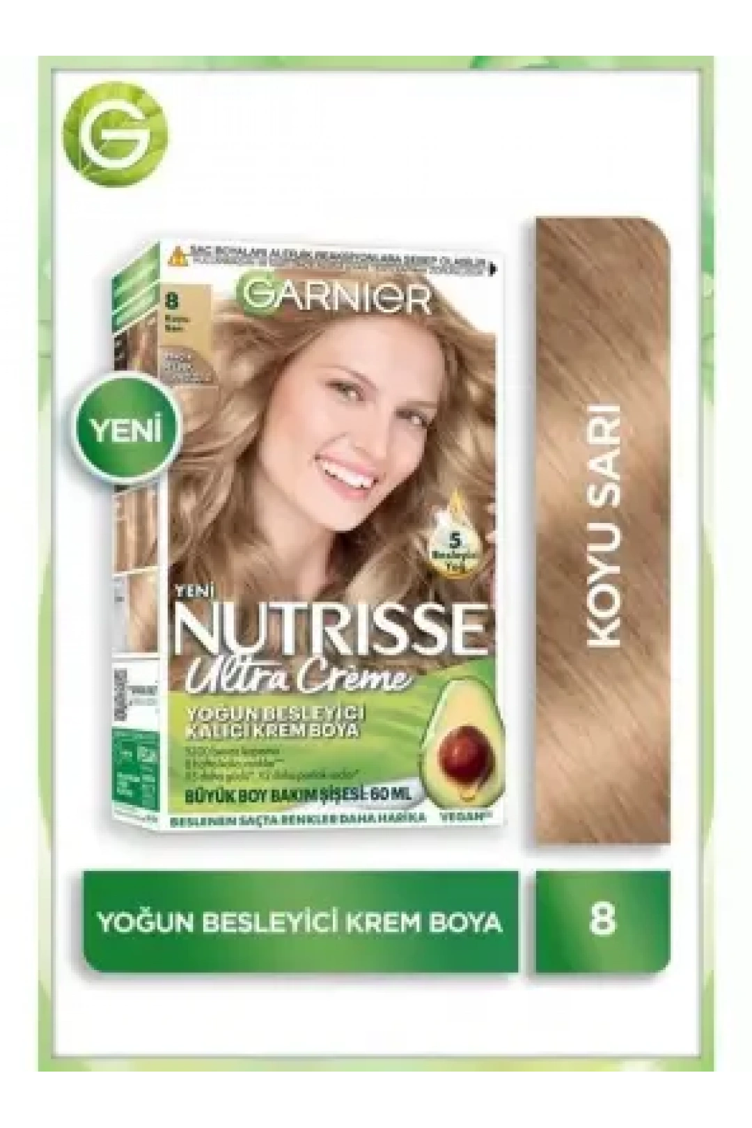 Garnier Nutrisse Yoğun Besleyici Kalıcı Krem Saç Boyası 8 Koyu Sarı