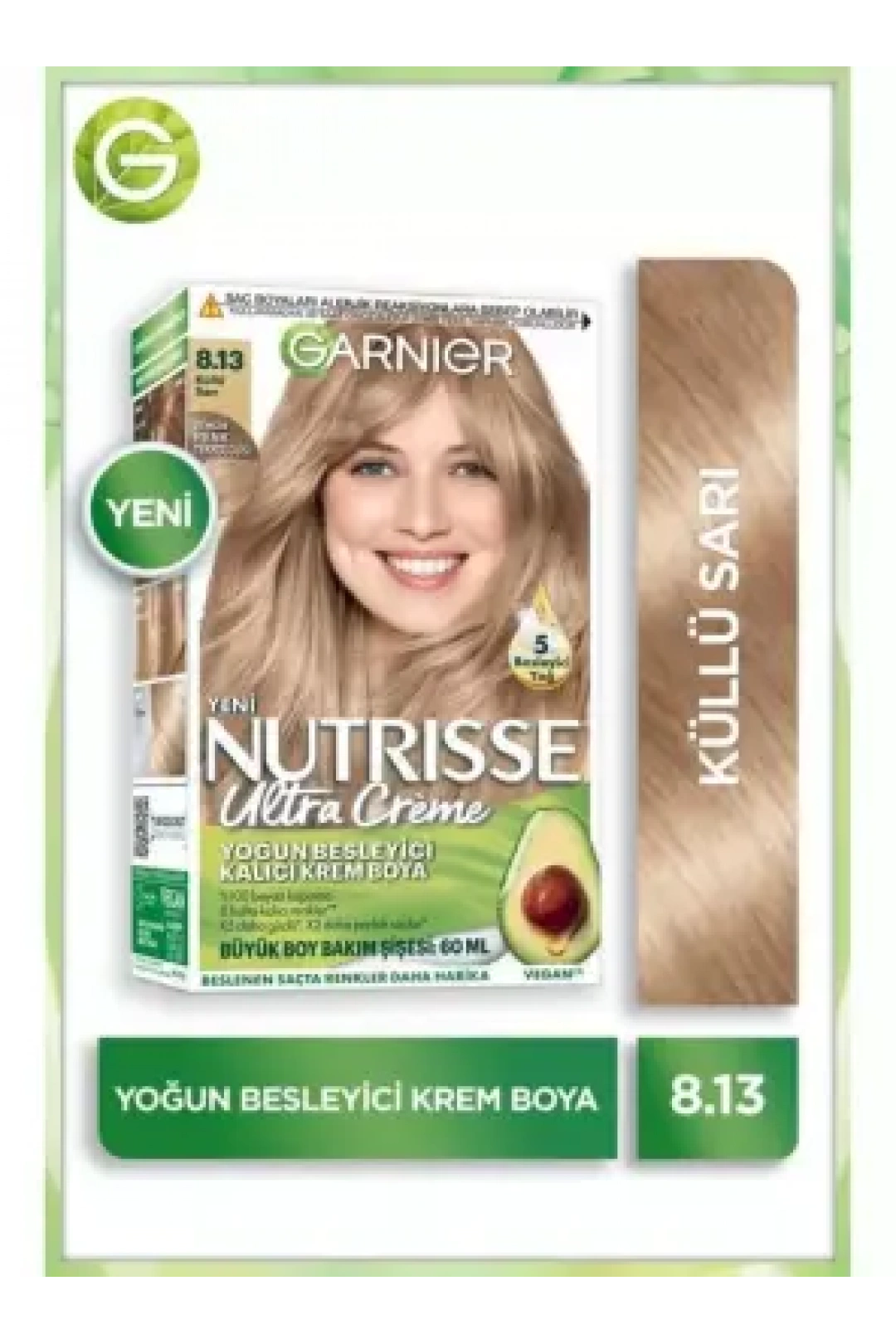 Garnier Nutrisse Yoğun Besleyici Kalıcı Krem Saç Boyası 8.13 Küllü Sarı