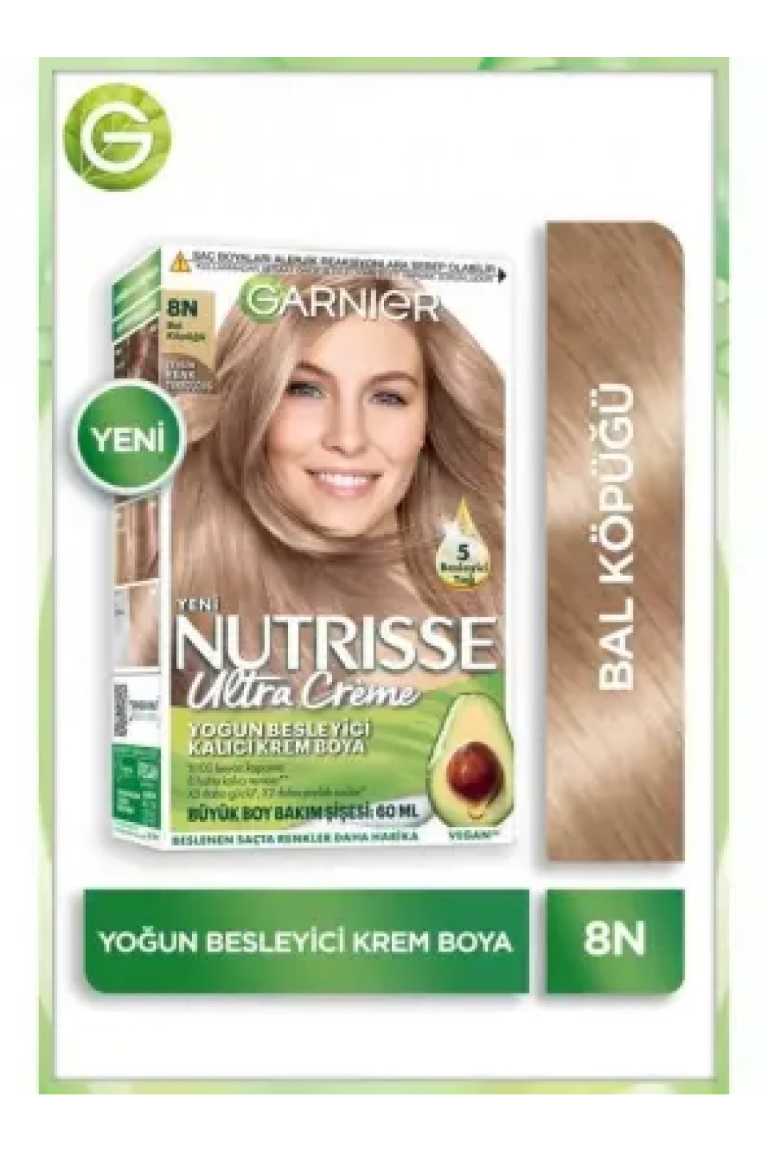Garnier Nutrisse Yoğun Besleyici Kalıcı Krem Saç Boyası 8N Bal Köpüğü