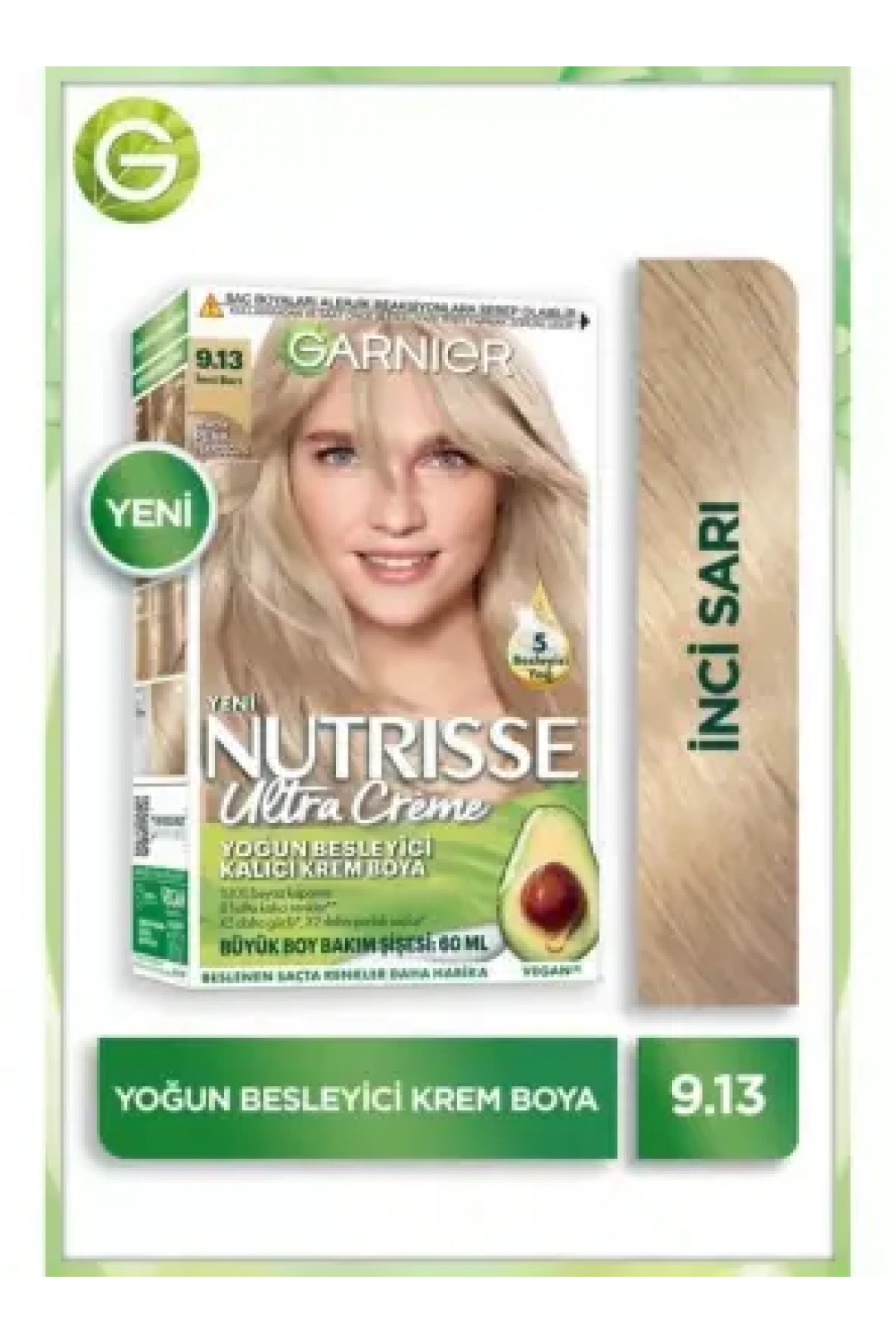 Garnier Nutrisse Yoğun Besleyici Kalıcı Krem Saç Boyası 9.13 İnci Sarı