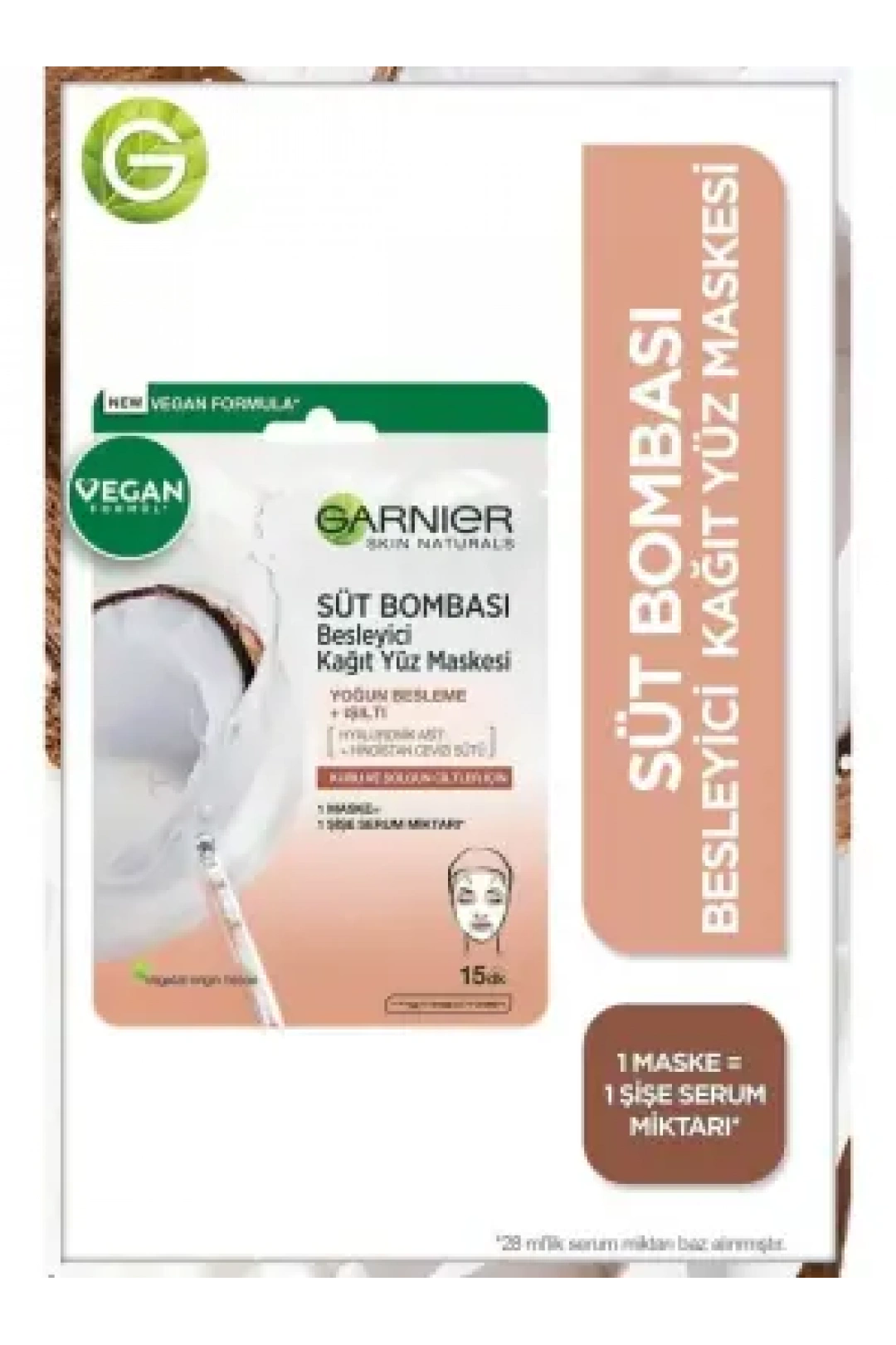 Garnier Süt Bombası Besleyici Kağıt Yüz Maskesi Hindistan Cevizi 28gr