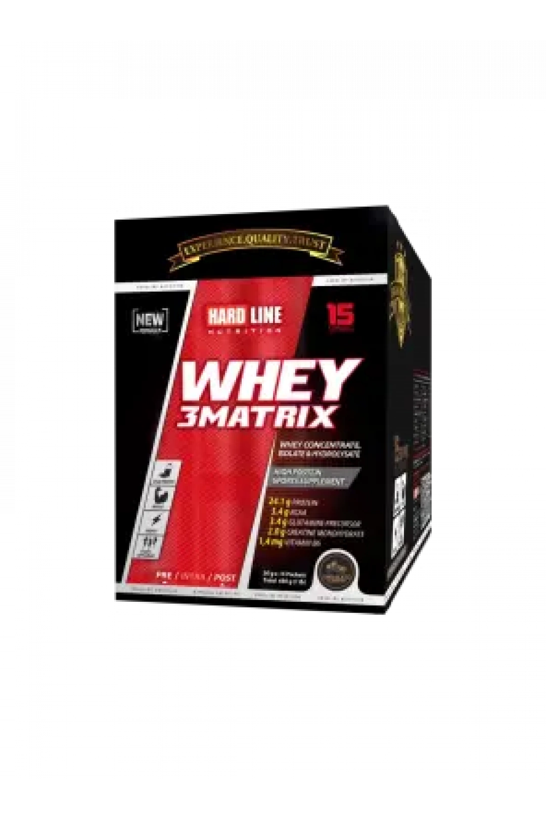 Hardline Whey 3Matrix - Çikolata Aromalı - 30gr x 15Adet - 450 Gr