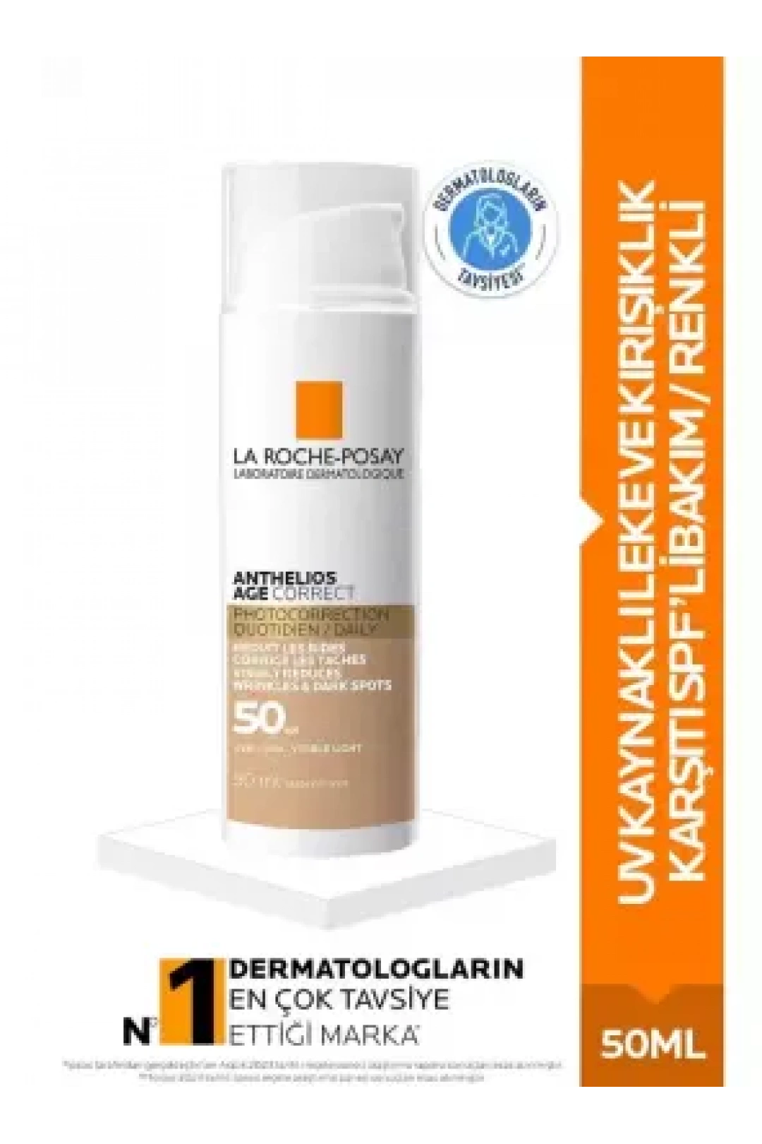 La Roche Posay Anthelios Age Correct Spf 50 Leke ve Kırışıklık Karşıtı Renkli Güneş Kremi 50 ml