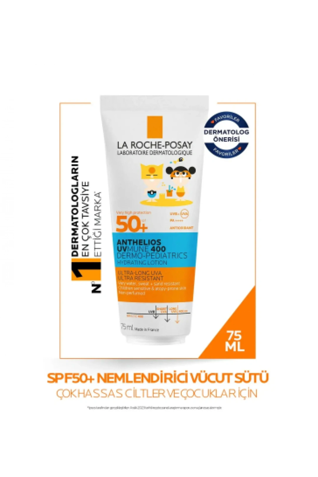 La Roche Posay Anthelios Dermo Pediatrics UVmune400 SPF50+ Hassas Ciltler ve Çocuklar İçin Güneş Koruyucu Vücut Sütü 75 ml