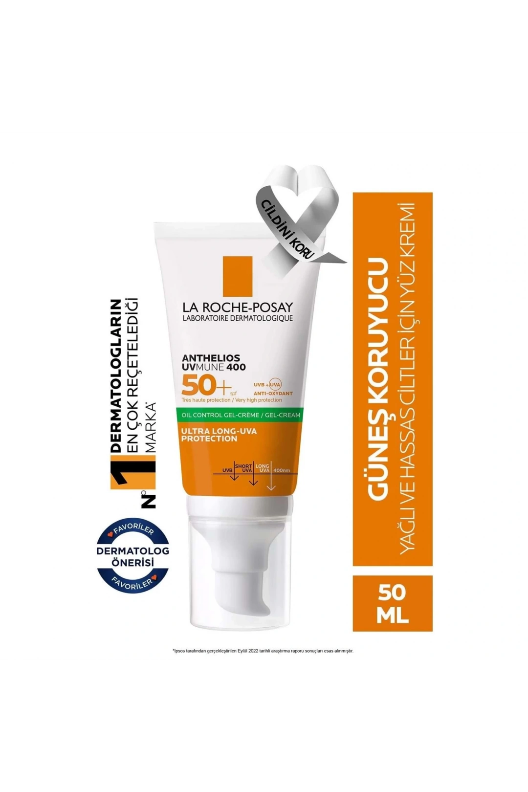 La Roche Posay Anthelios Oil Control Gel Yüz Güneş Kremi Karma/Yağlı Ciltler SPF50+ Yüksek Koruma 50ml