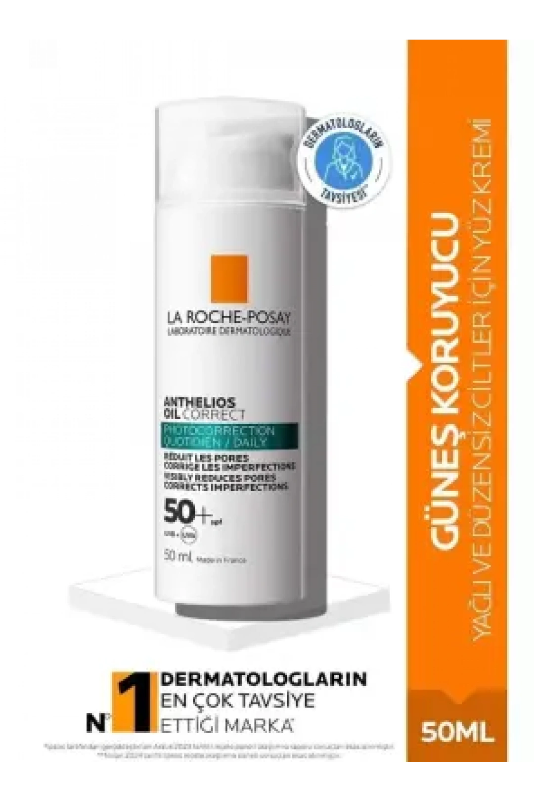 La Roche Posay Anthelios Oil Correct Spf 50+ Yağlı ve Düzensiz Ciltler için Yüz Güneş Kremi 50 ml