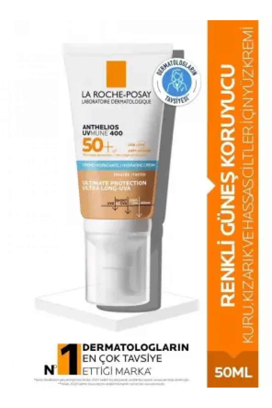 La Roche Posay Anthelios Uvmune 400 Spf 50+ Hydrating Tinted Renkli Güneş Koruyucu Cream 50 ml