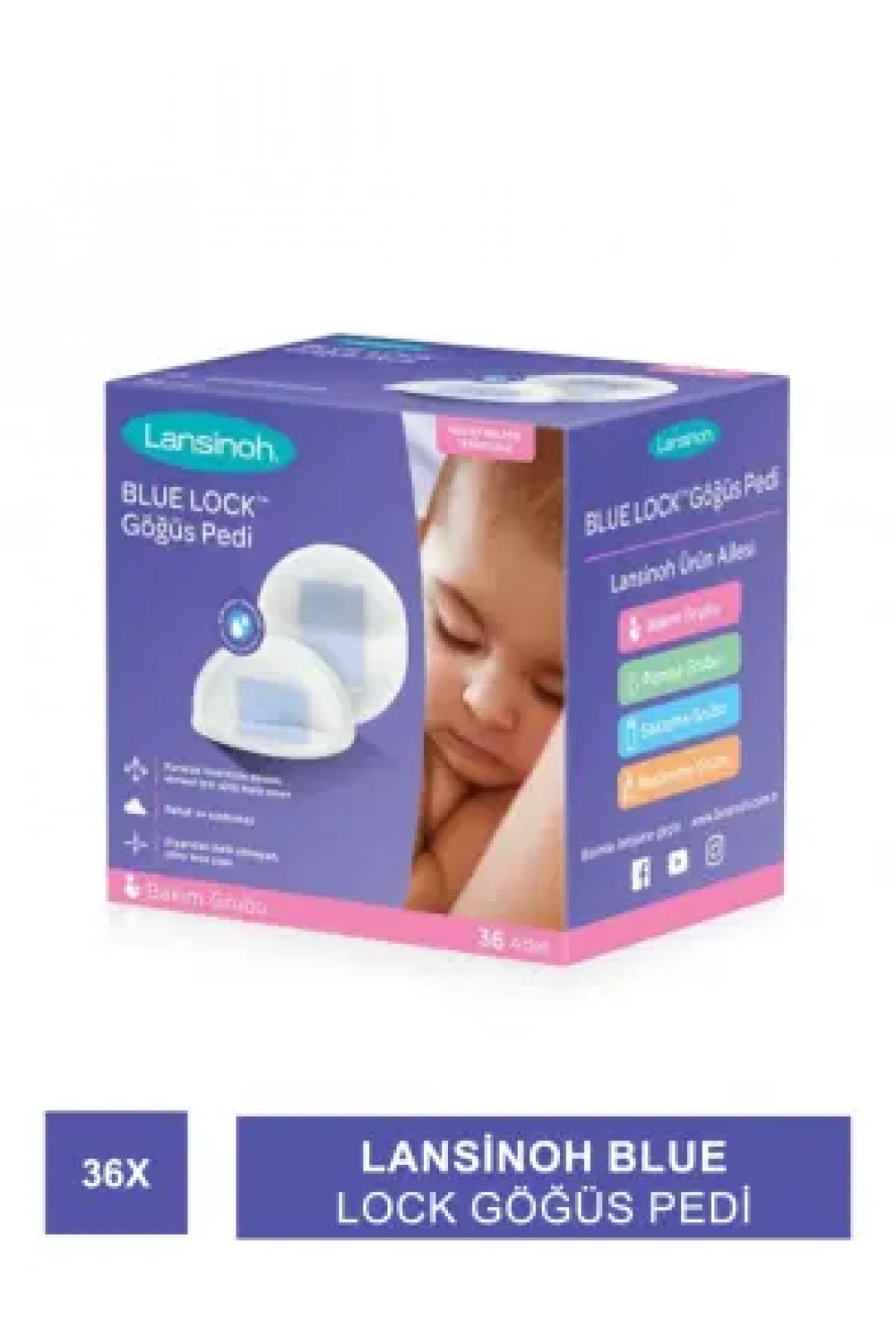 Lansinoh Blue Lock Göğüs Pedi 36 Adet