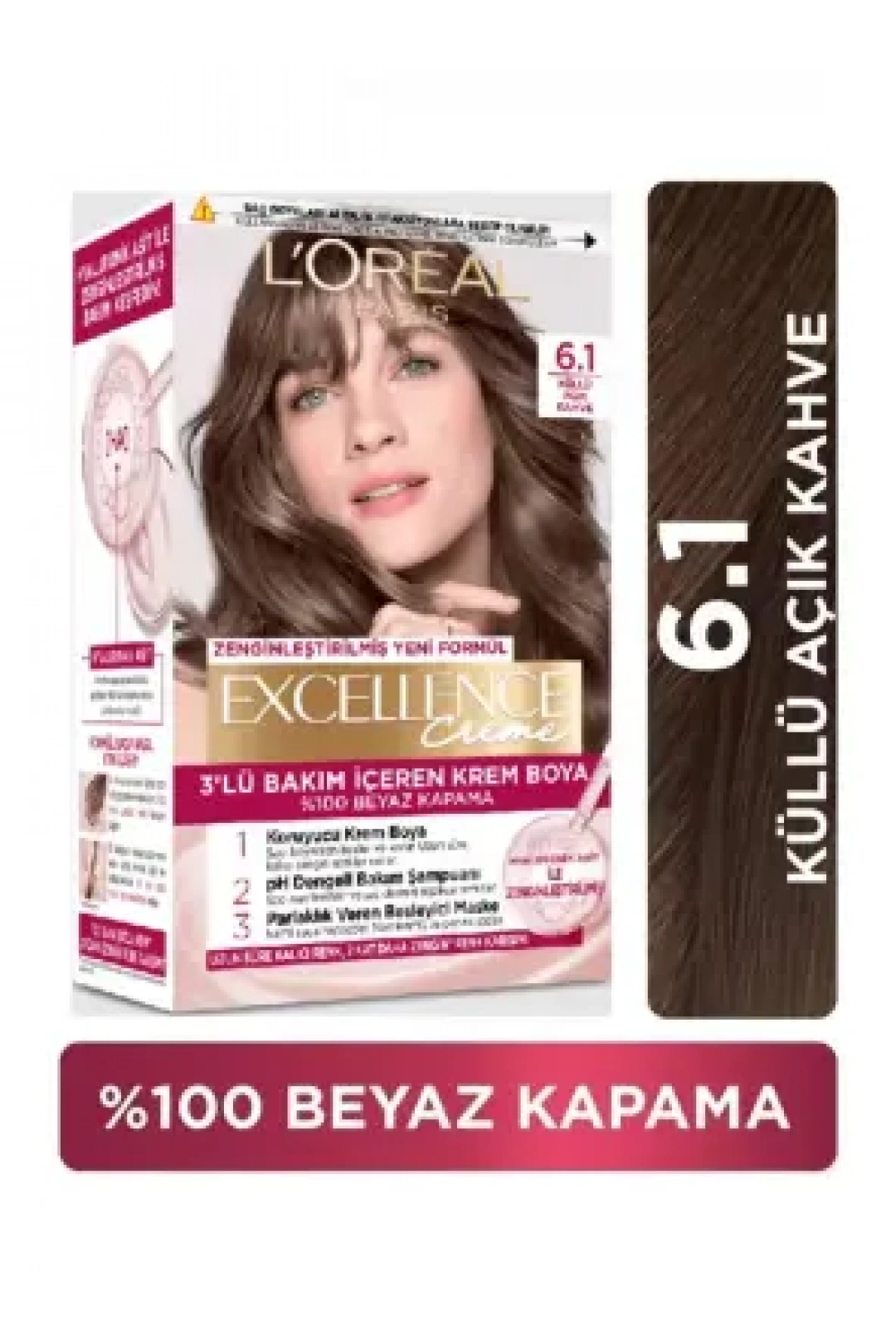 Loreal Paris Excellence Creme Saç Boyası - 6.1 Küllü Açık Kahve