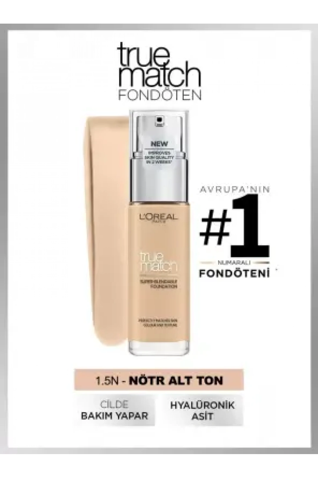 Loreal Paris True Match Bakım Yapan Fondöten - 1.5N Neutral Undertone 30ml