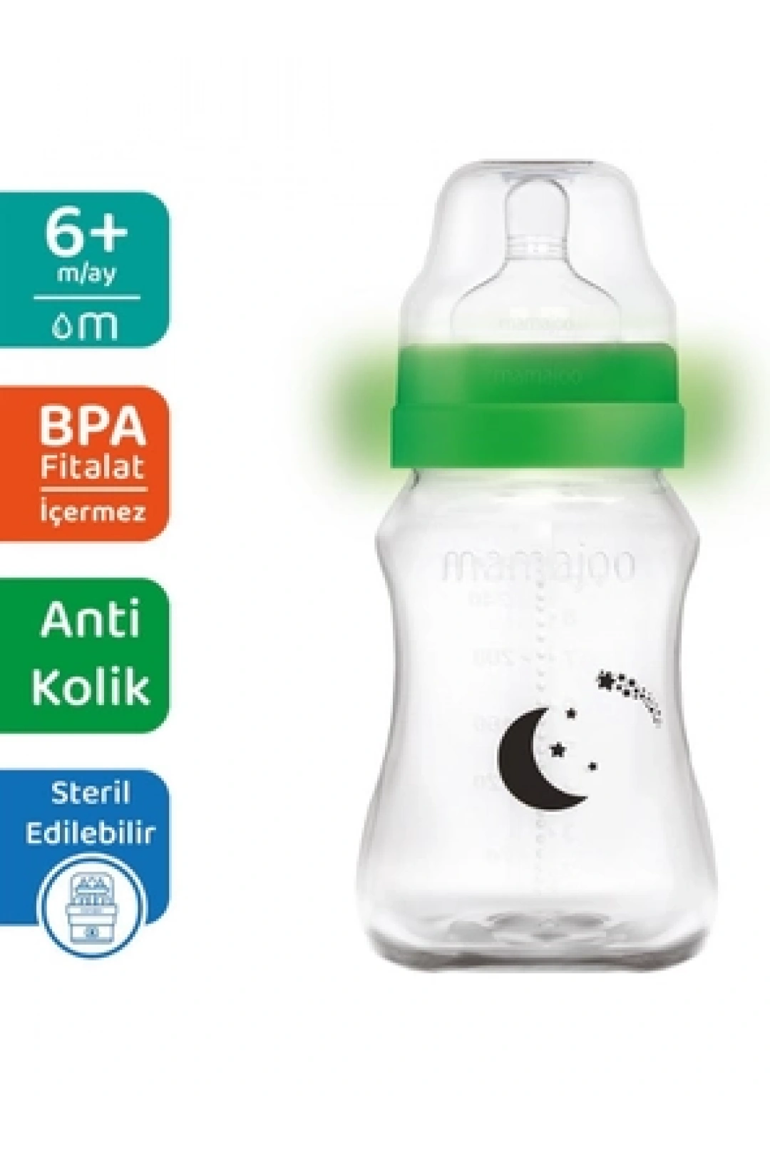 Mamajoo Gece & Gündüz Biberonu 270 ml & Anti-Kolik Biberon Emziği No:2 / M
