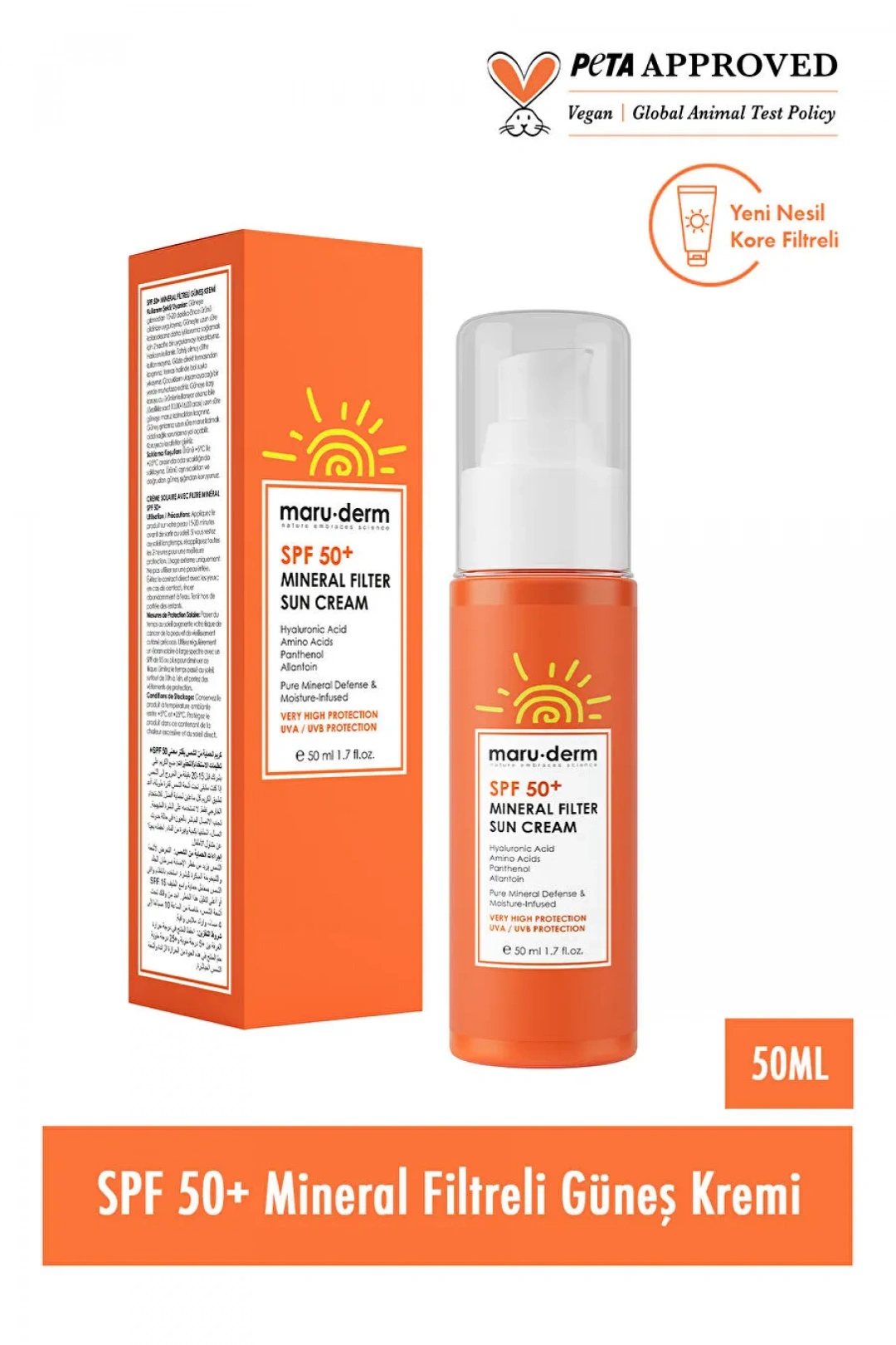 Maruderm Spf 50+ %100 Mineral Filtre Güneş Kremi 50 ml