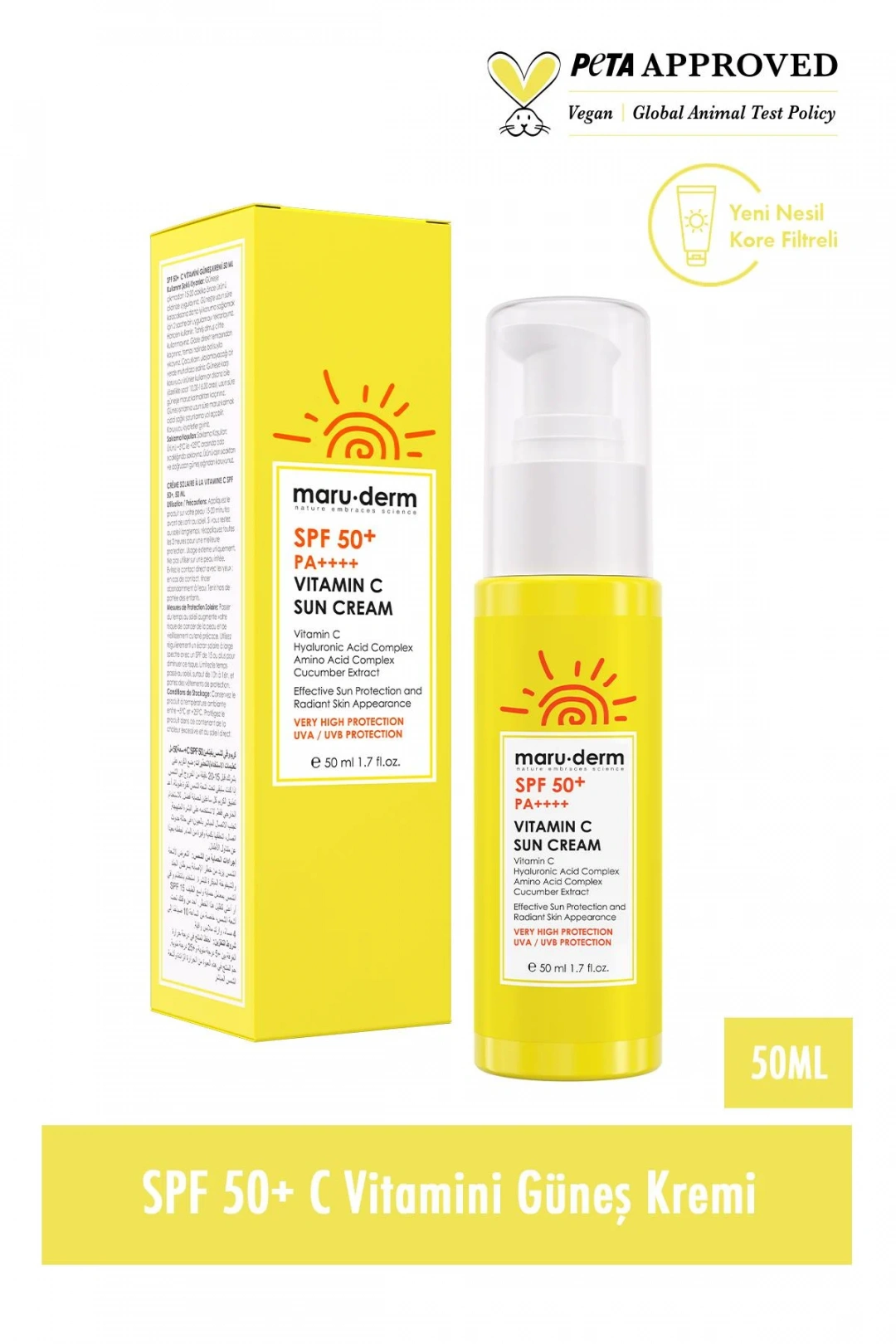 Maruderm SPF 50+ C Vitamini Güneş Kremi 50 ML