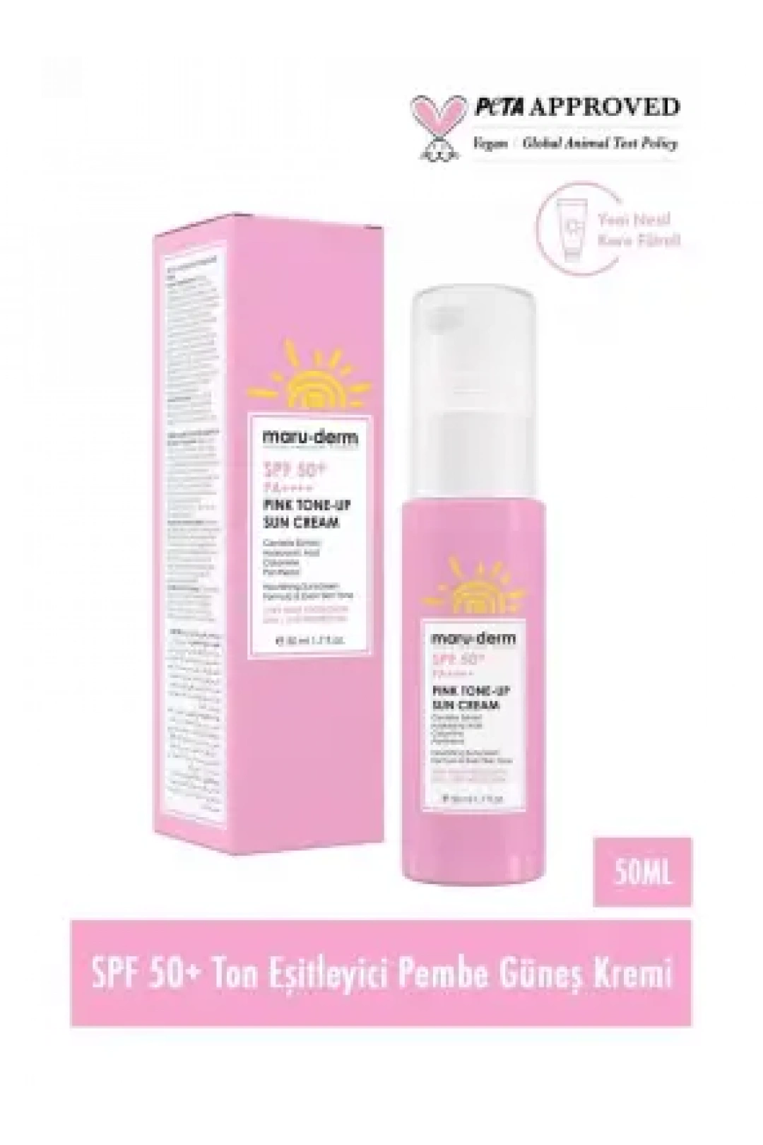 Maruderm SPF 50+ Pembe Ton Eşitleyici Güneş Kremi 50 ml
