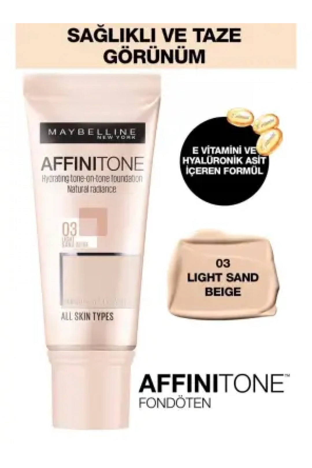 Maybelline New York Affinitone Fondöten - 03 Light Sandbeige 30 ml