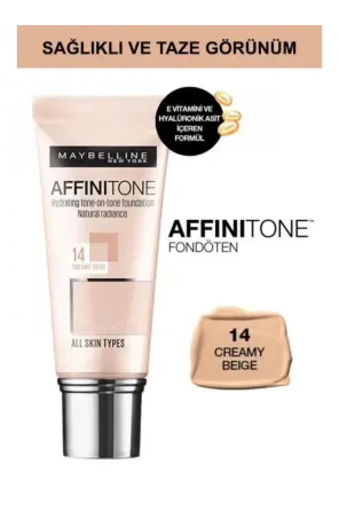Maybelline New York Affinitone Fondöten - 14 Creamy Beige 30 ml