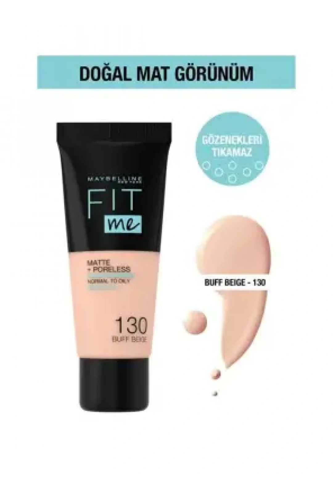 Maybelline New York Fit Me Matte+Poreless Fondöten - 130 Buff Beige 30 ml