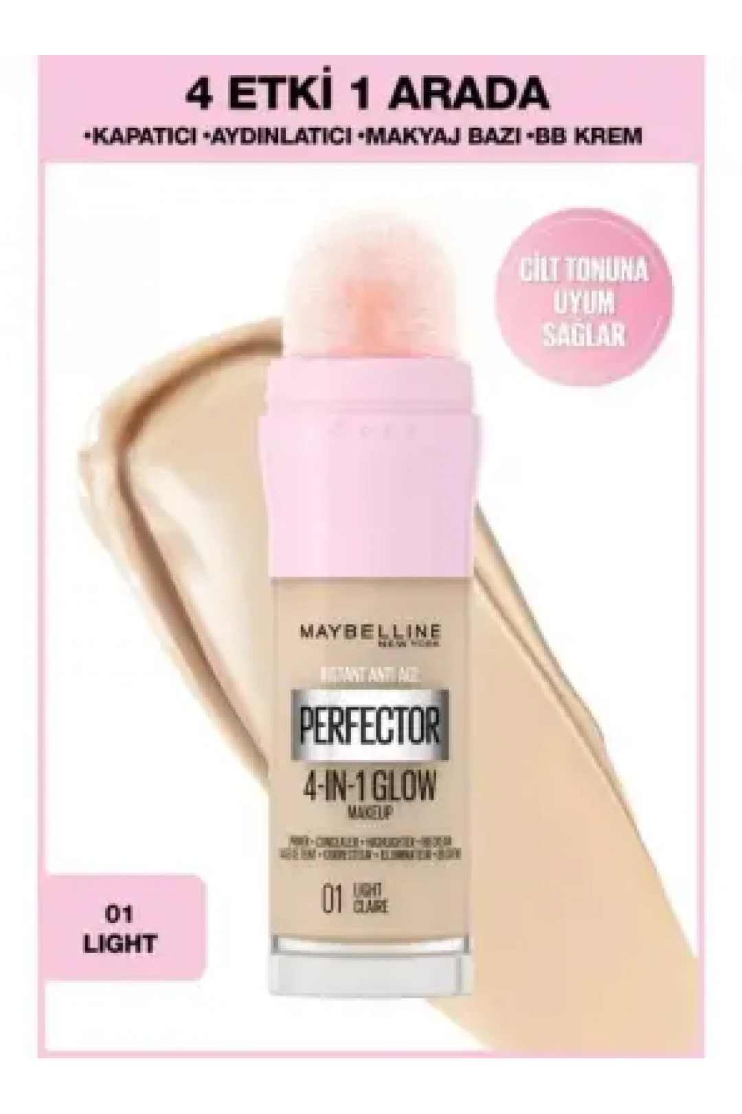 Maybelline New York Instant Perfector Glow 4 Etki 1 Arada Fondöten- 01 Light 20ml