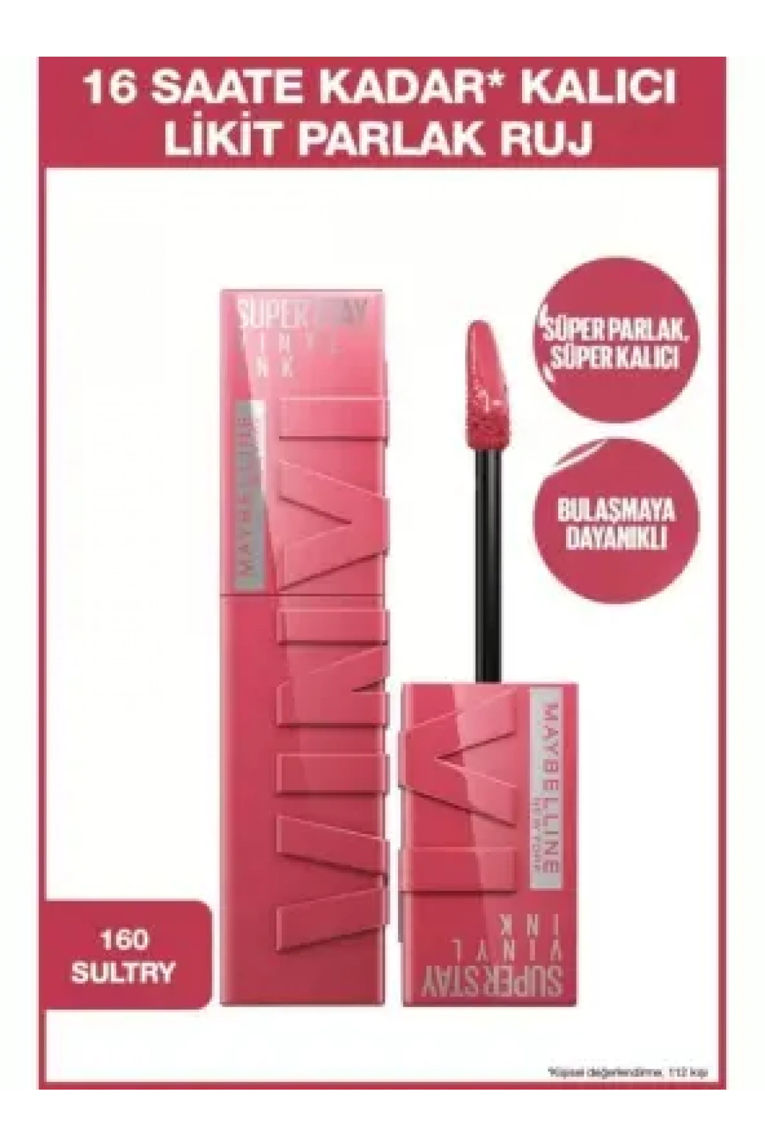 Maybelline New York Super Stay Vinyl Ink Uzun Süre Kalıcı Likit Parlak Ruj - 160 Sultry