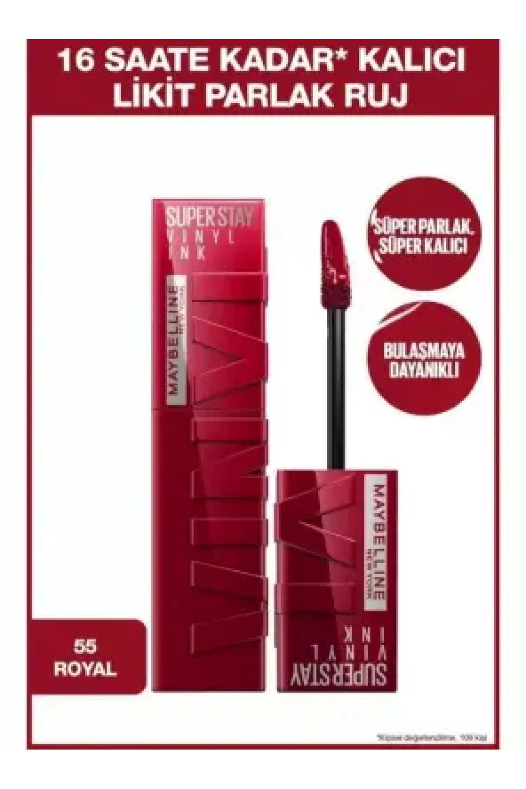 Maybelline New York Super Stay Vinyl Ink Uzun Süre Kalıcı Likit Parlak Ruj - 55 ROYAL