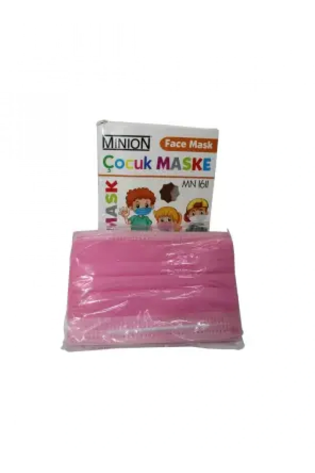 Minion Maske 3 Katlı Çocuk 10lu Pembe