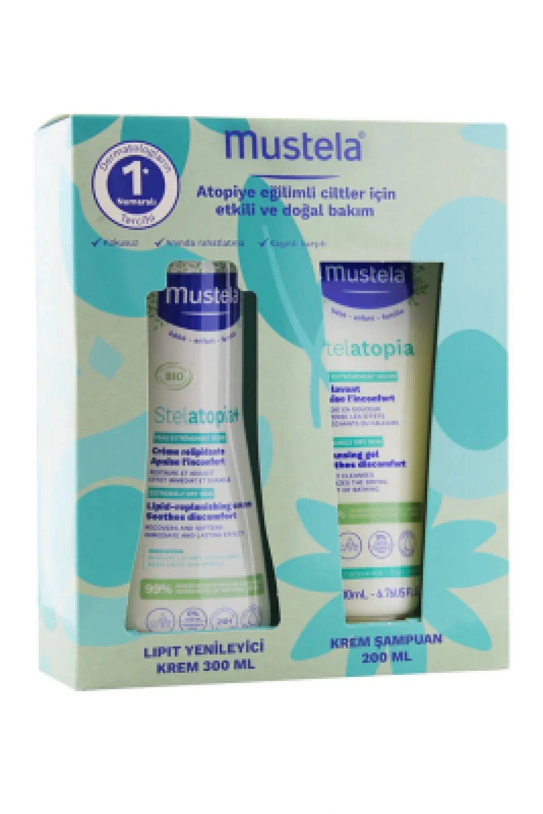 Mustela Atopiye Eğilimli Ciltler İçin Set ( Lipit Krem 300ml + Krem Şampuan 200ml )
