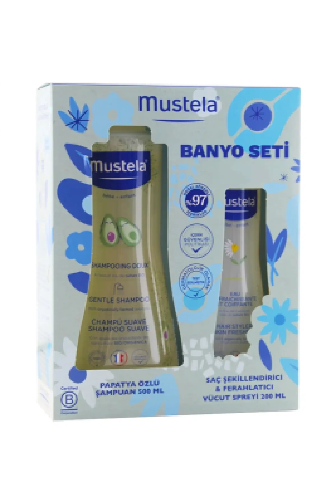 Mustela Banyo Seti ( Papatya Özlü Şampuan 500ml + Saç Şekillendirici Sprey 200 ml )