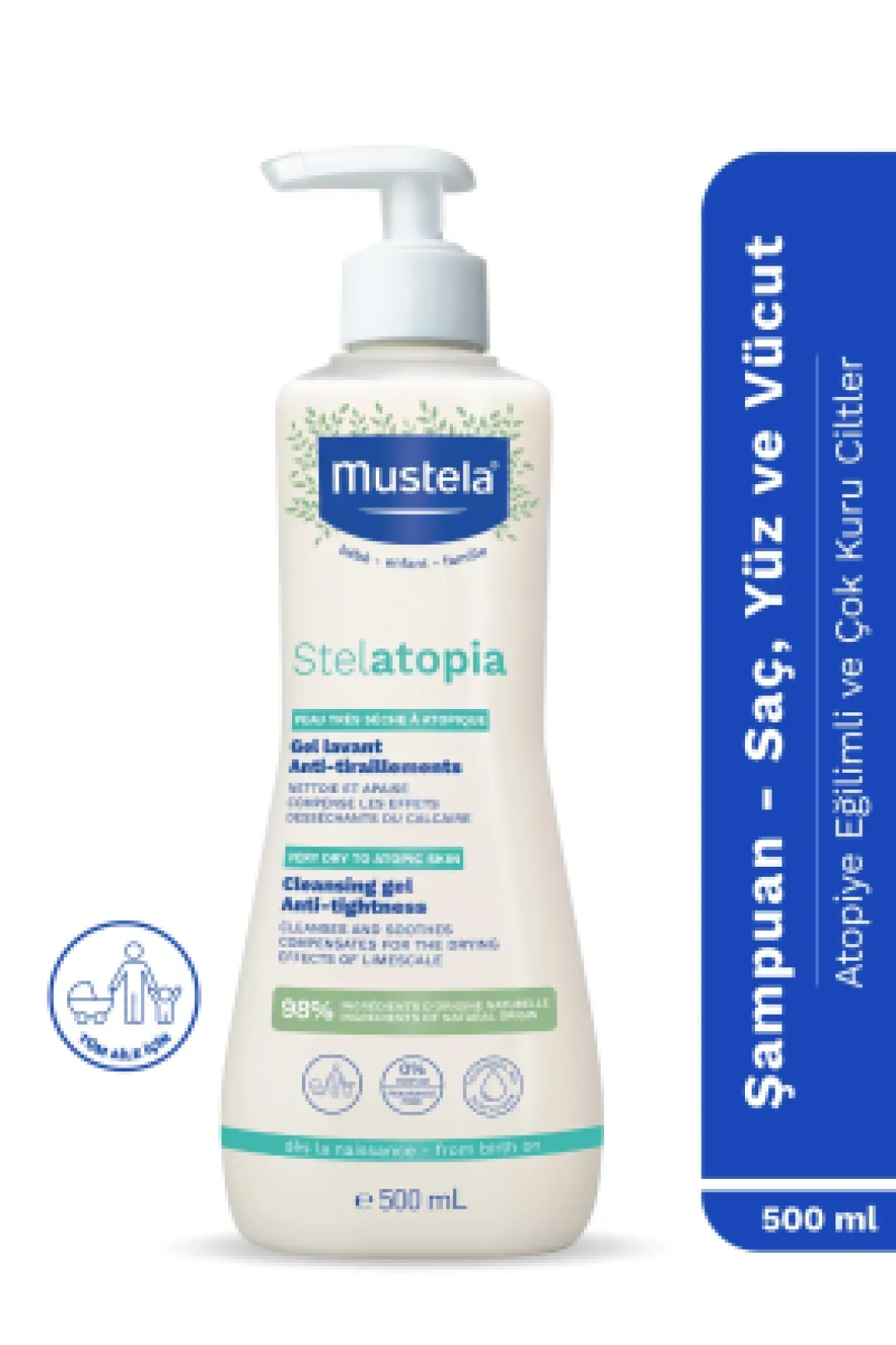 Mustela Stelatopia Cleansing Gel 500 ml Kuru Ciltler İçin Şampuan