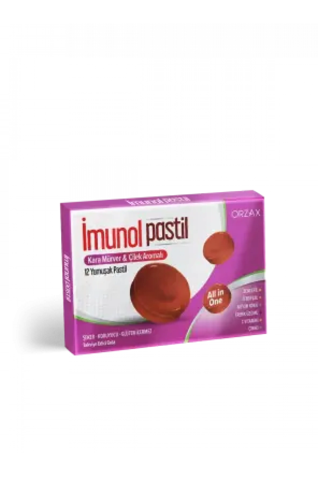 Ocean İmunol Kara Mürver & Çilek Aromalı Pastil 12 Adet