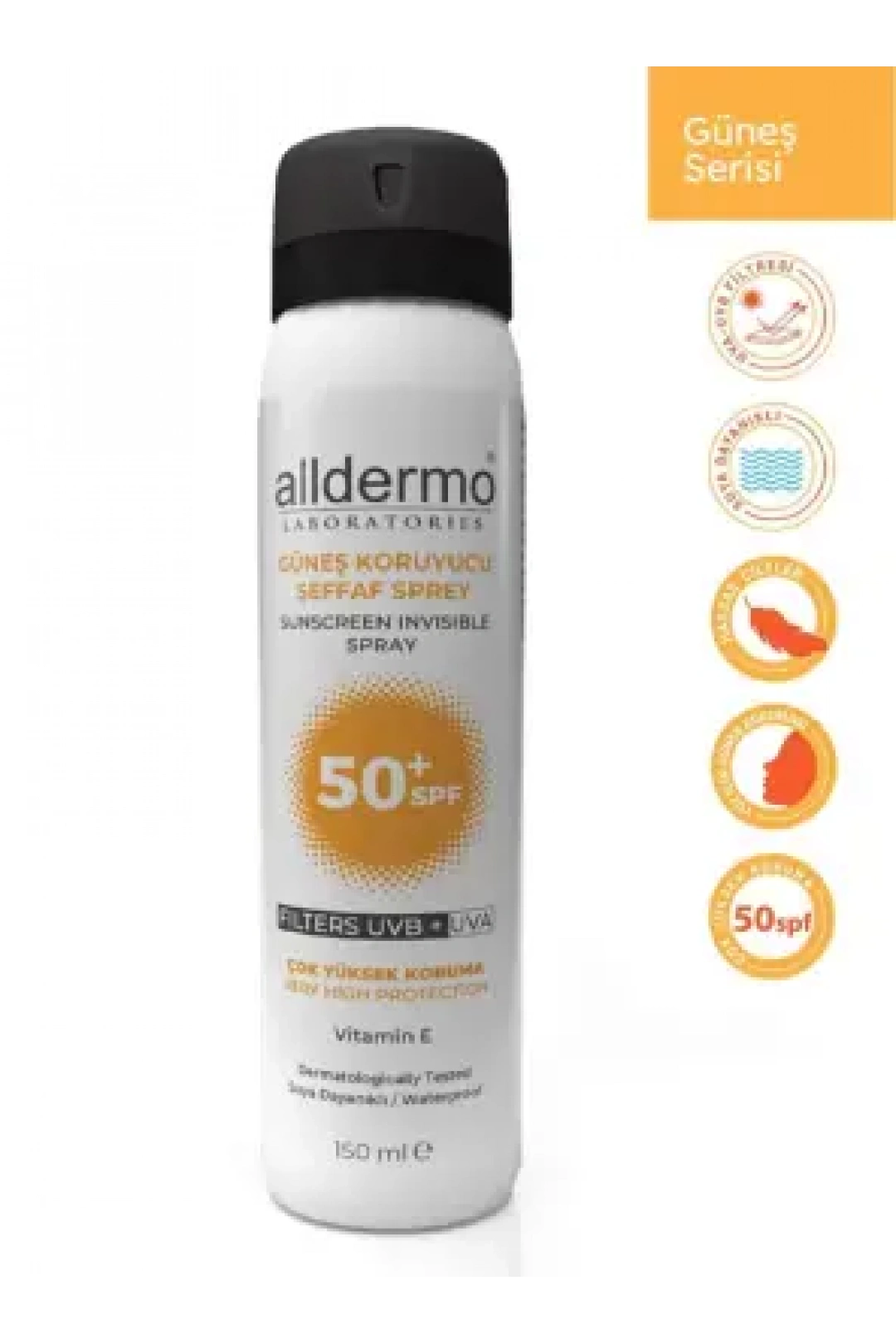 Outlet - Alldermo Güneş Koruyucu Şeffaf Sprey SPF50+ 150 ml